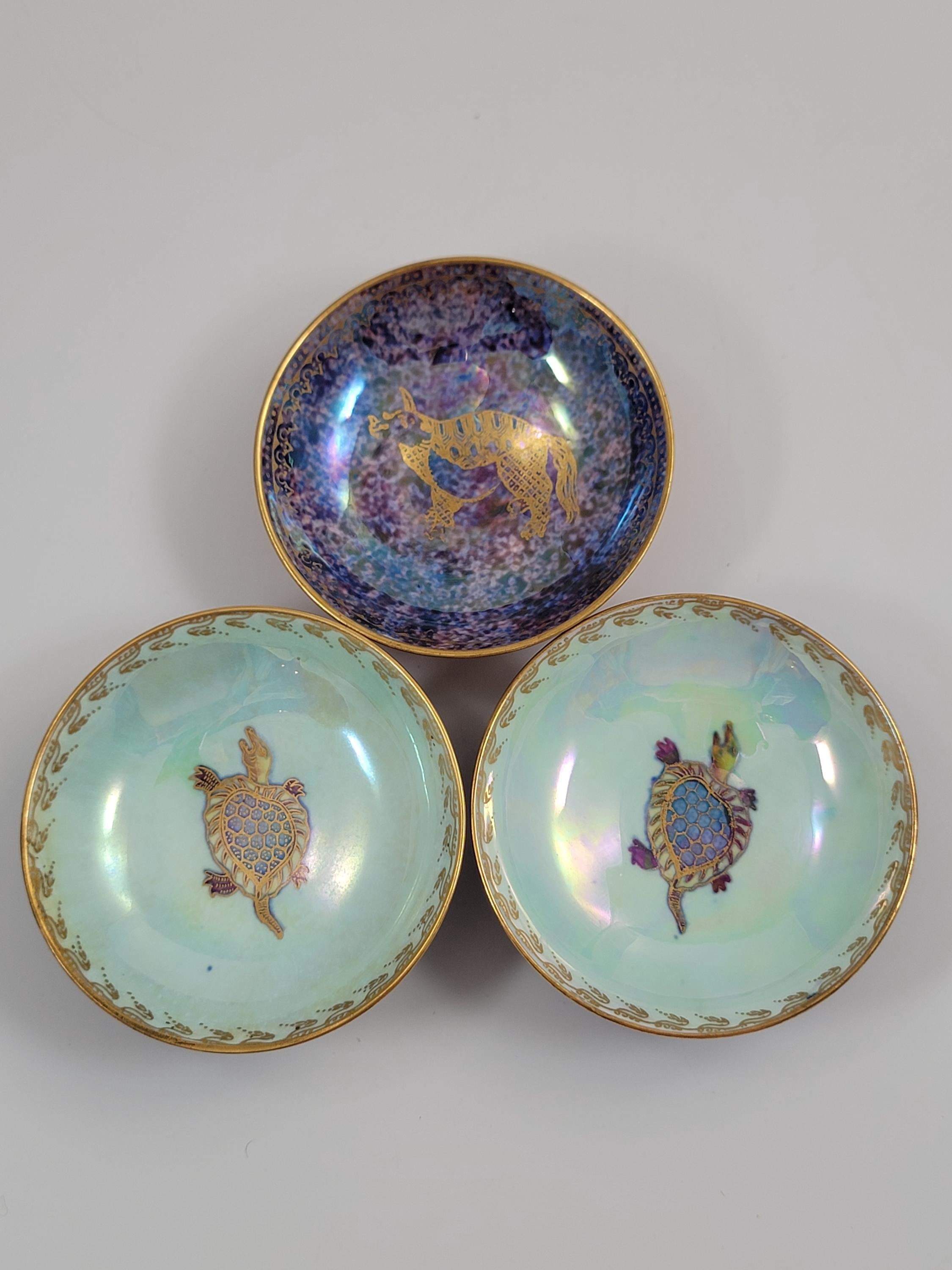 Rare Wedgwood Lustre Set of Three Miniature Bowls, Daisy Makeig-Jones, c.1915