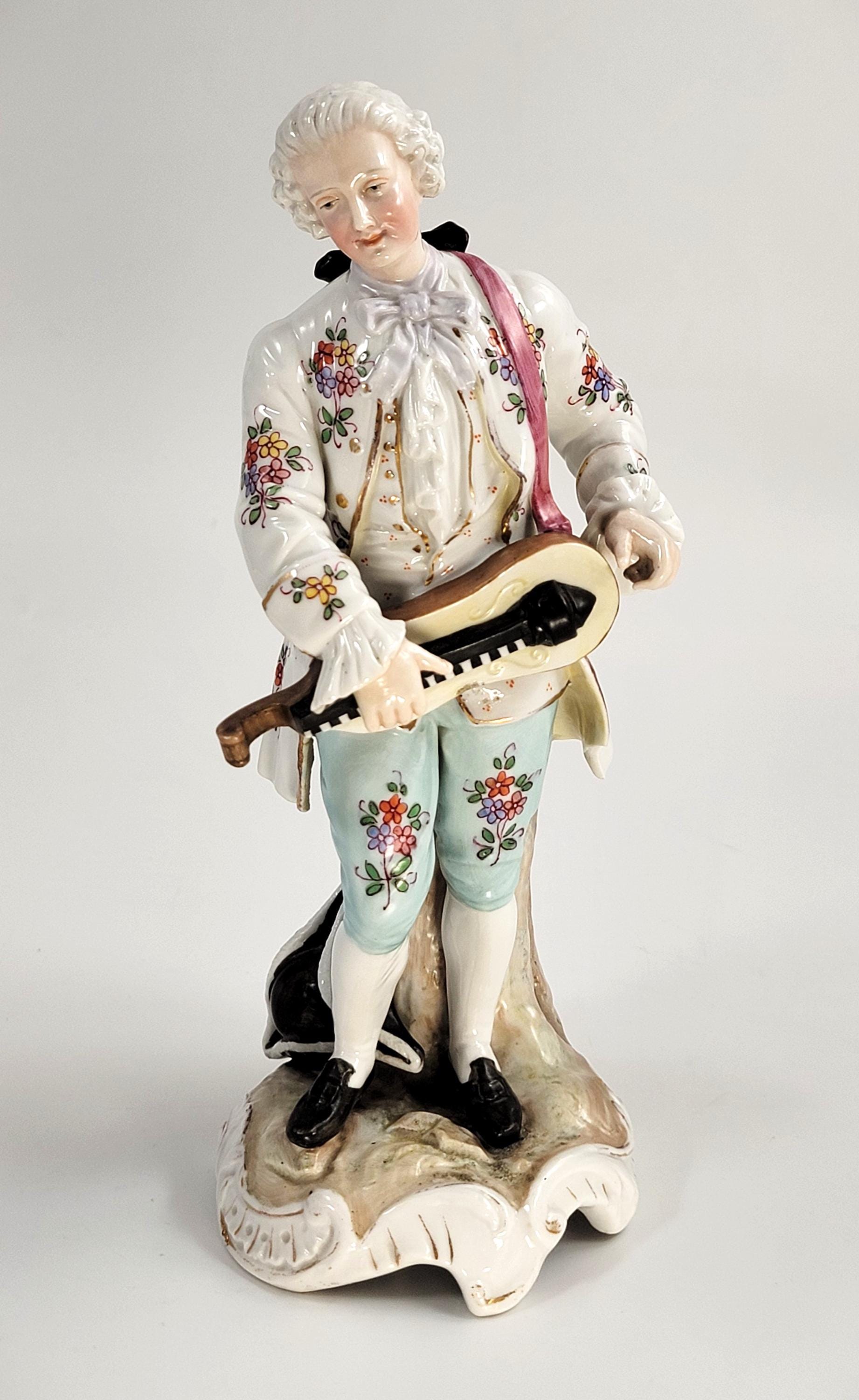 Samson Paris Porcelain Gallant with Hurdy-Gurdy, Dresden Style, c.1880