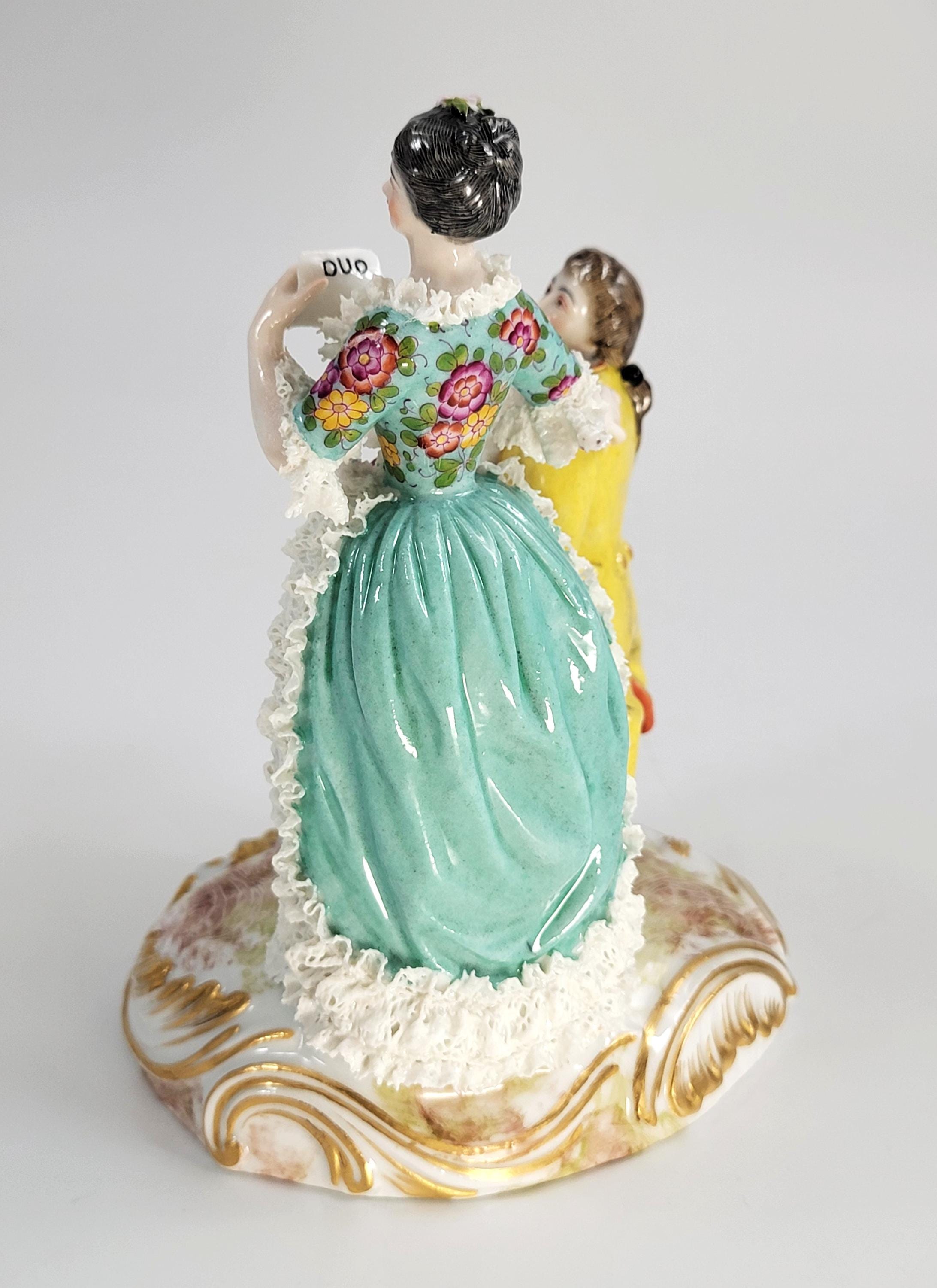 Bourdois & Bloch Paris Biscuit-Lace Porcelain Group “Duo” Singer and Guitarist, c.1868