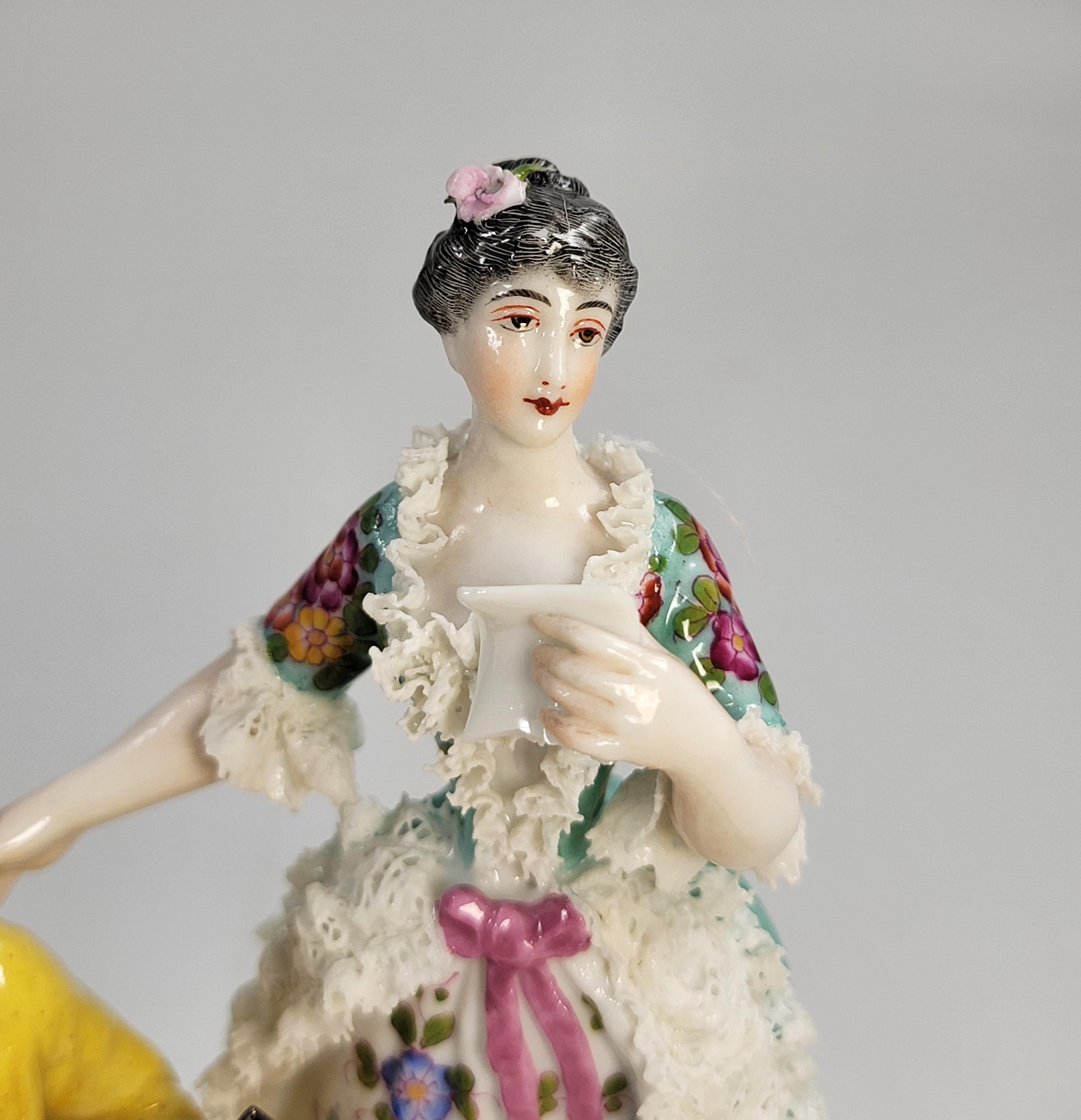 Bourdois & Bloch Paris Biscuit-Lace Porcelain Group “Duo” Singer and Guitarist, c.1868