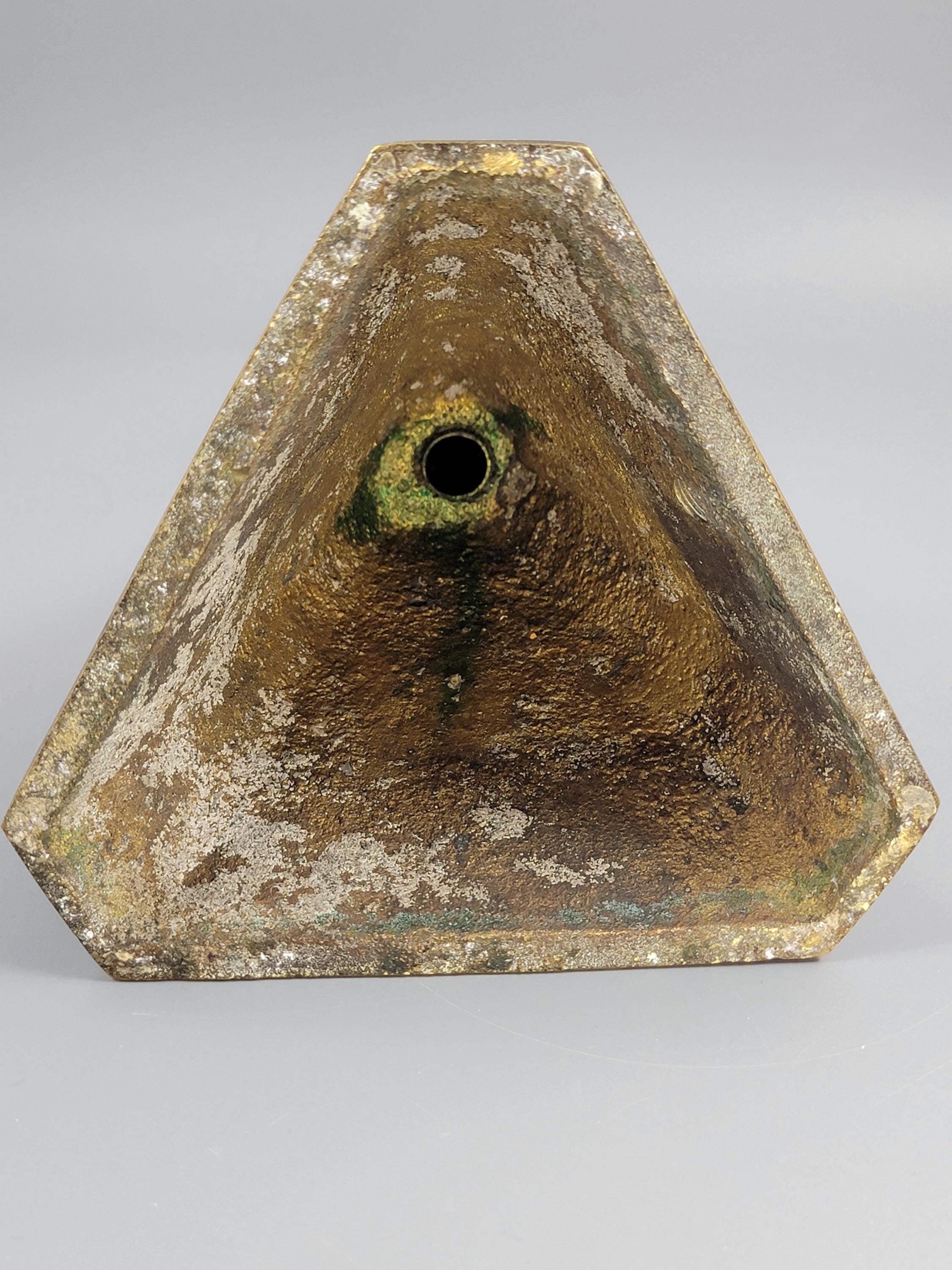Qajar Persian Engraved Brass Candlestick, c.1880, Large Hand Work