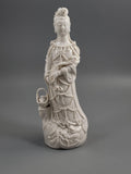 Dehua Blanc de Chine Guanyin with Fish Basket & Dragon Base, early 20th c