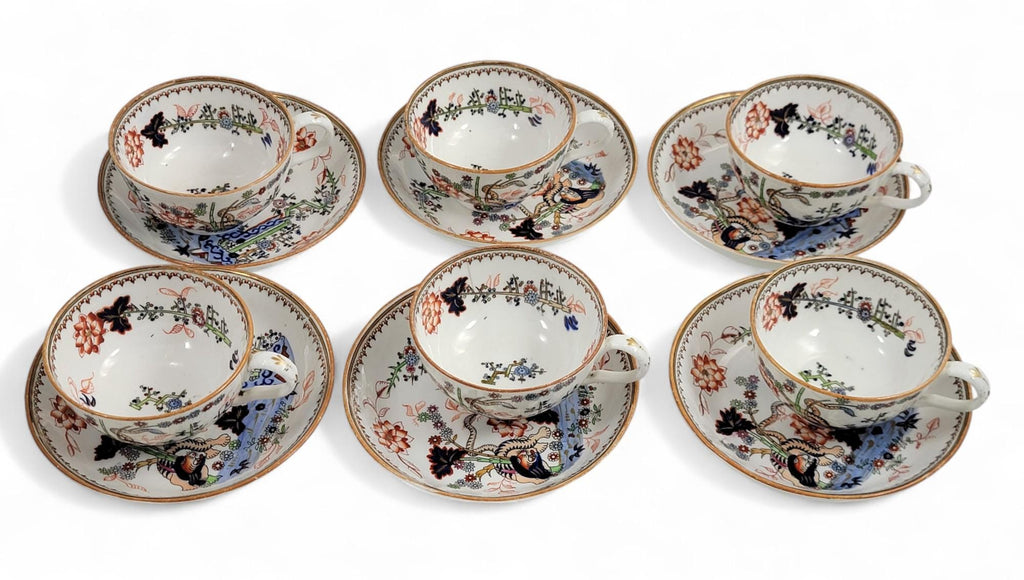 Minton Kakiemon Tiger Tea Set with 6 Cups, 10 Saucers and Cream Jug, 1847–1861