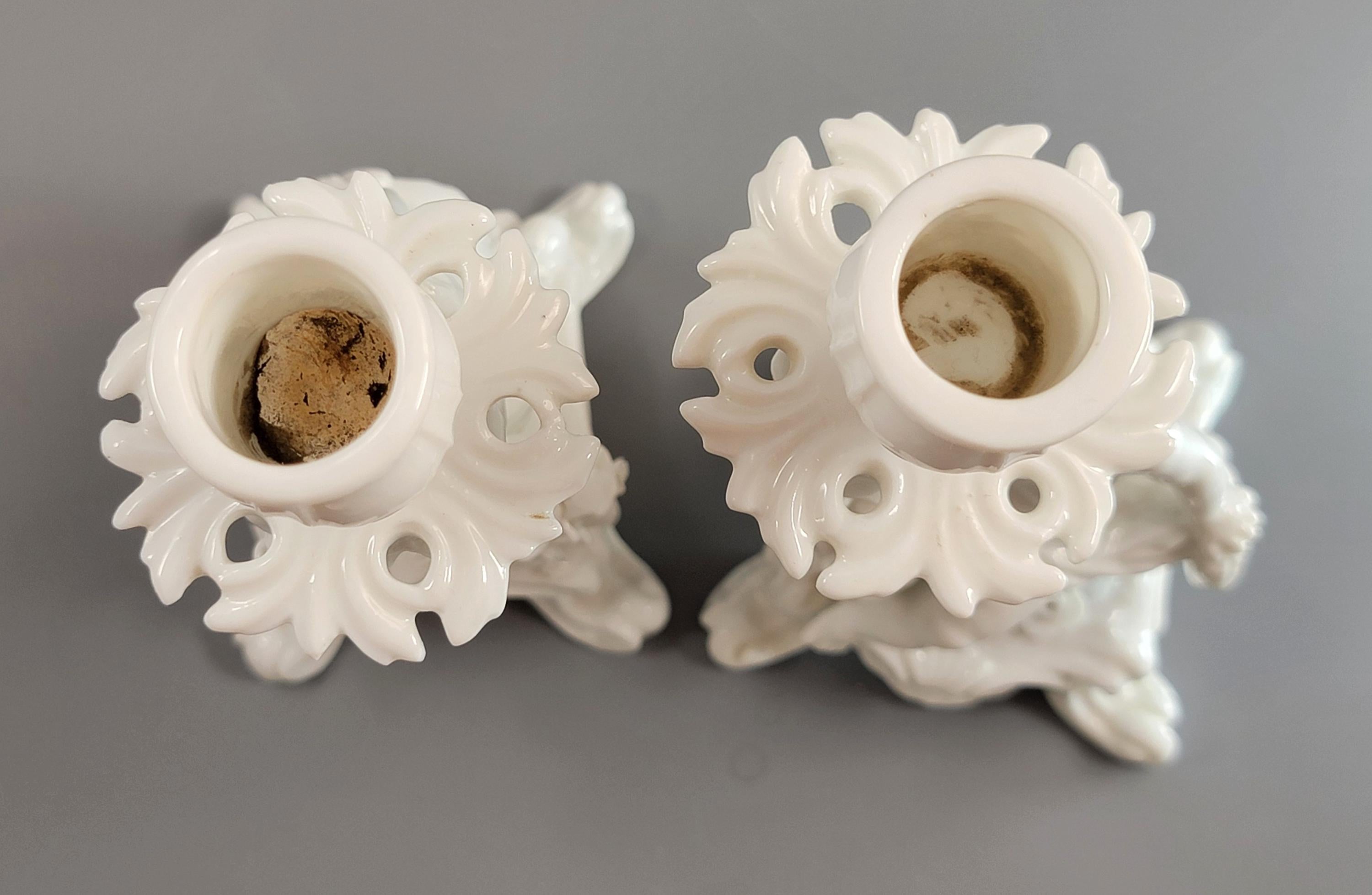 Rare Antique Minton Pair of Figural Candlesticks (Putti), c.1820s