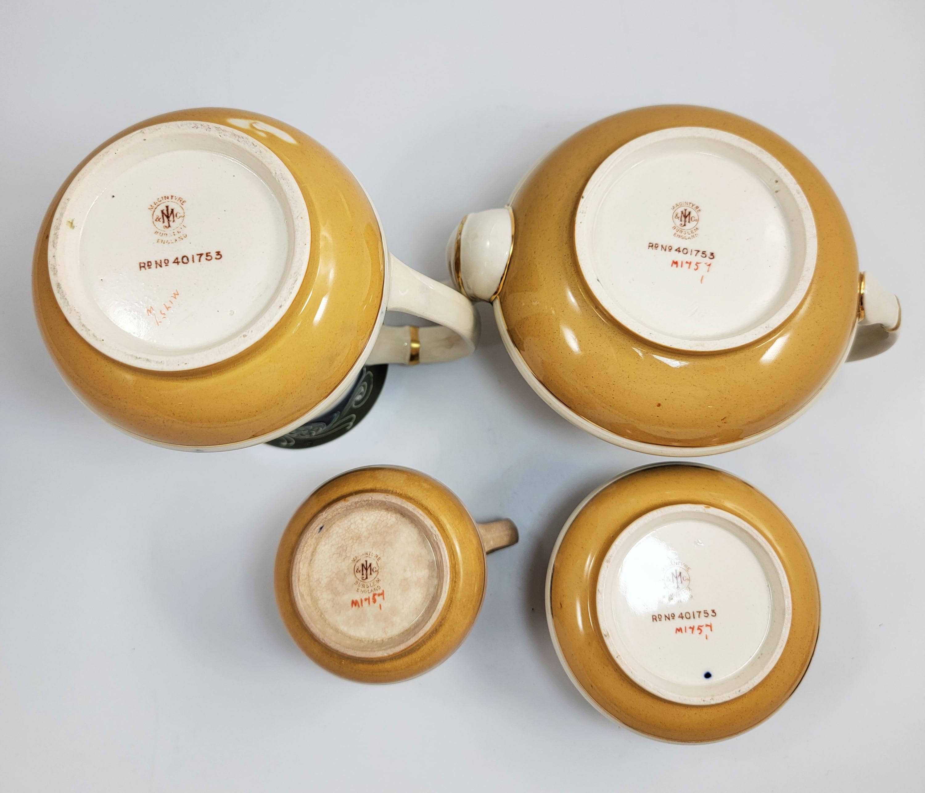 William Moorcroft for Macintyre, Early Art Nouveau Florian Ware Tea Service, 1902