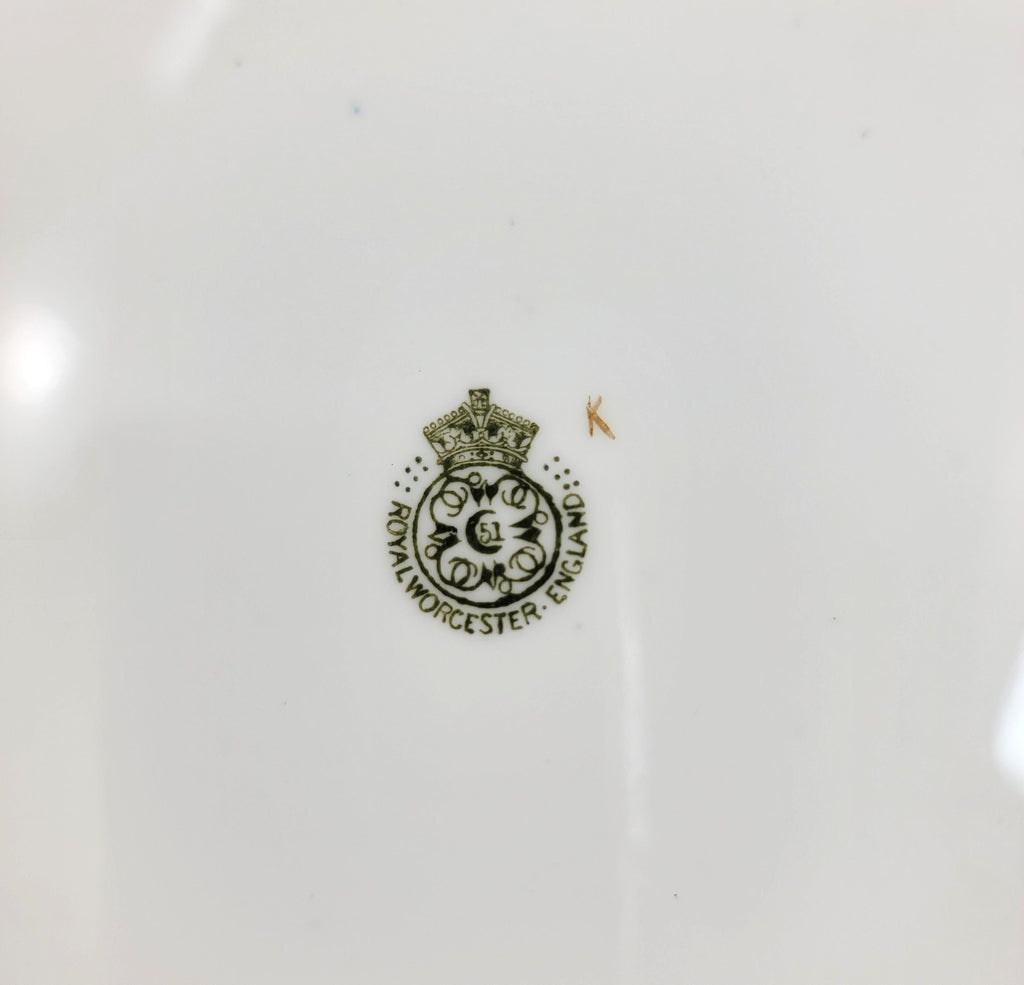 Royal Worcester cobalt cabinet plate, hand-painted florals, heavy gilt, 1903
