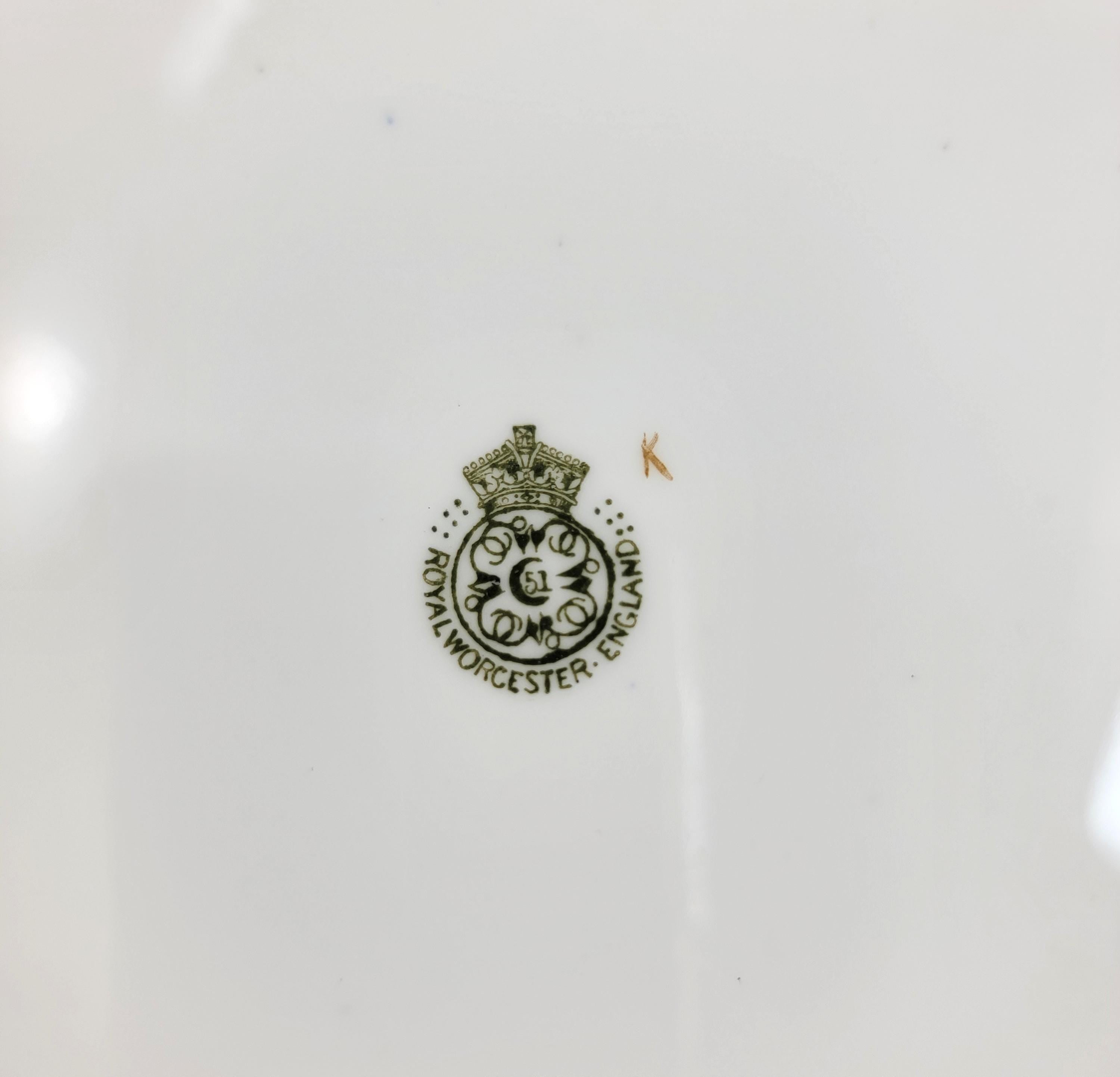 Royal Worcester cobalt cabinet plate, hand-painted florals, heavy gilt, 1903