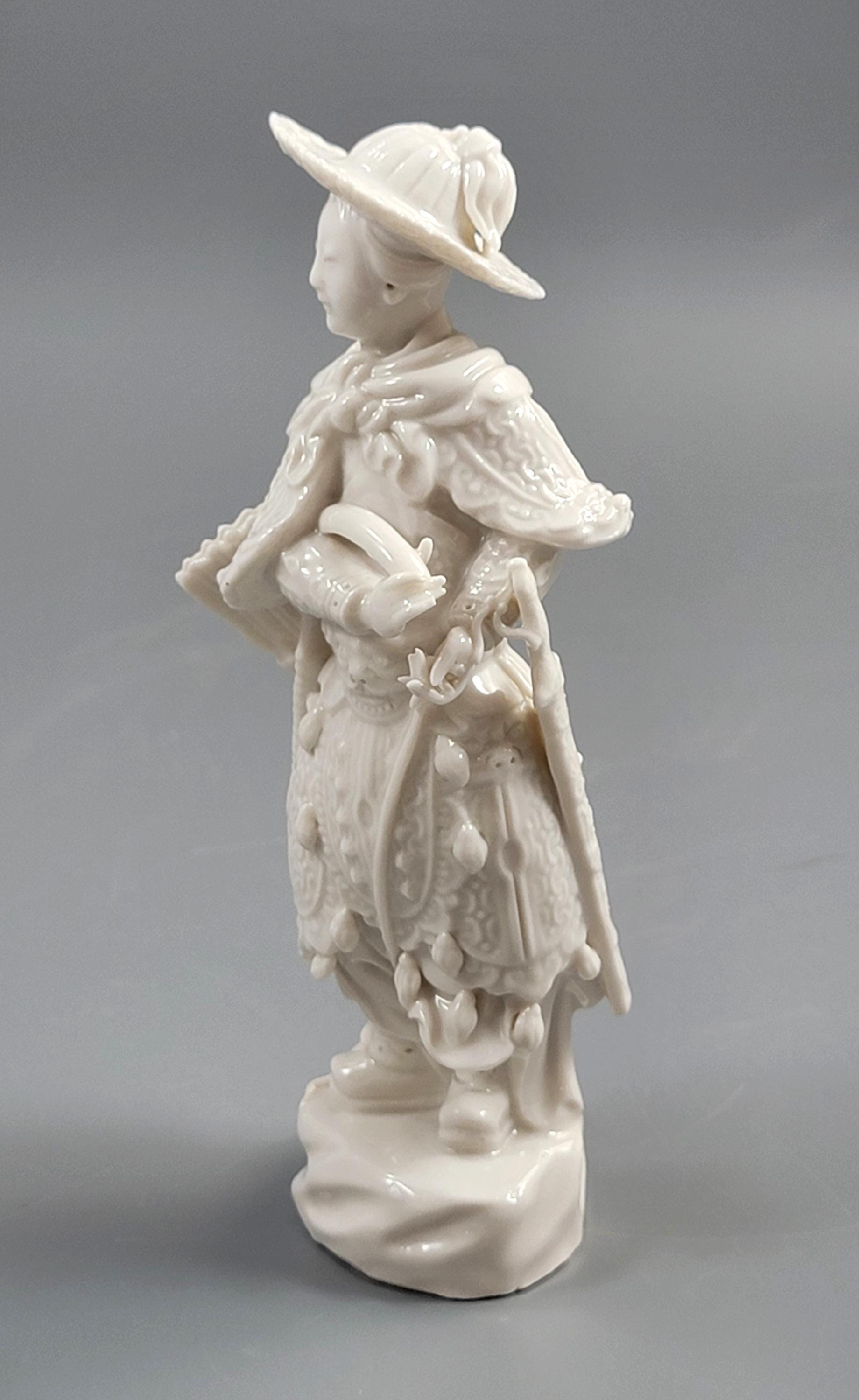 Dehua Blanc de Chine Huntress (Female Archer) on Rocky Base, c.1890