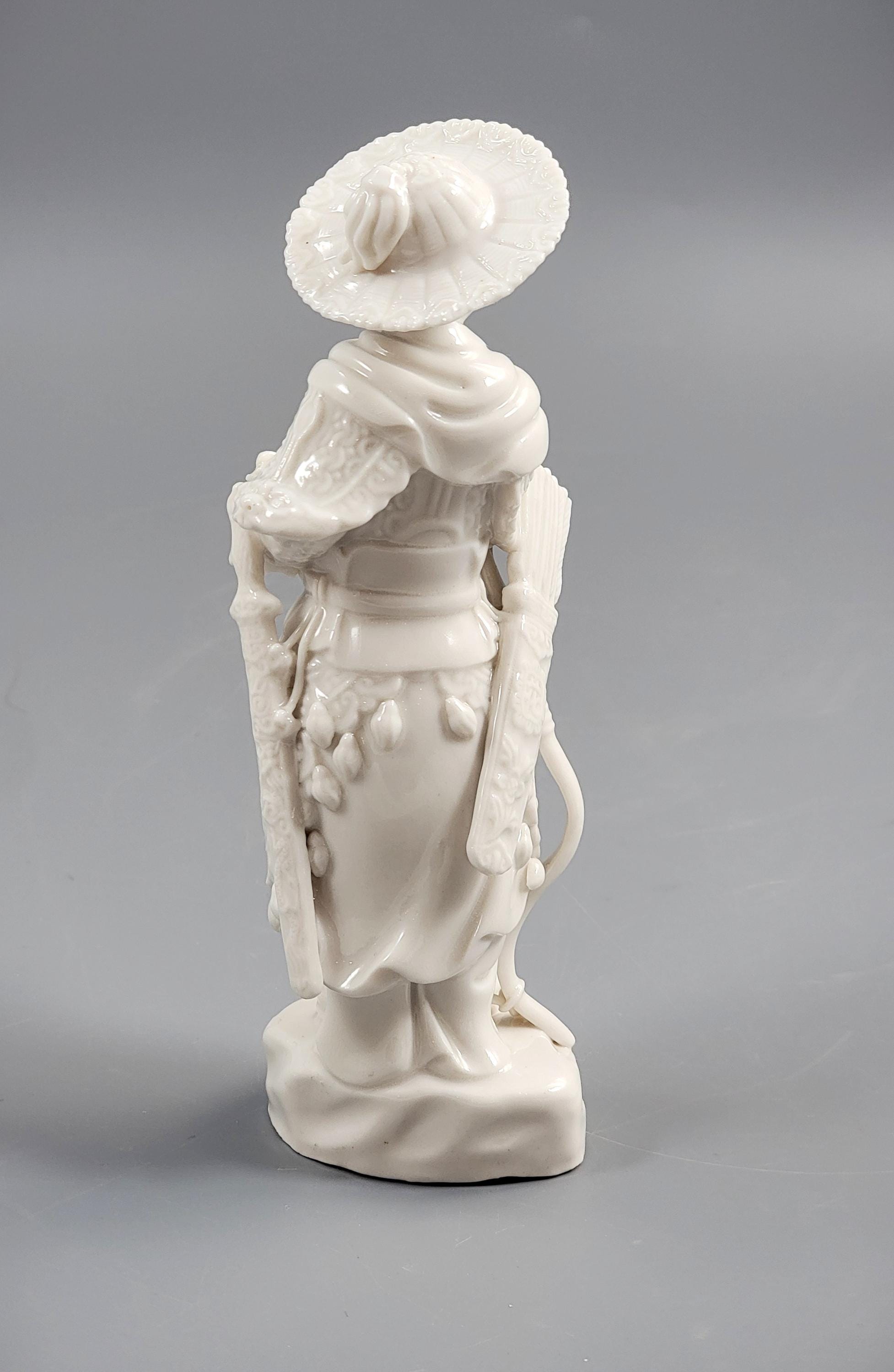 Dehua Blanc de Chine Huntress (Female Archer) on Rocky Base, c.1890