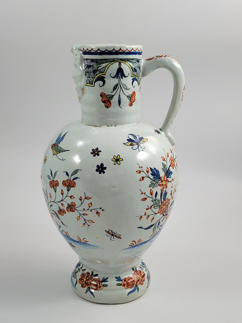 Brussels Faience Jug with Mask Spout, Haie Fleurie, c.1760–1790