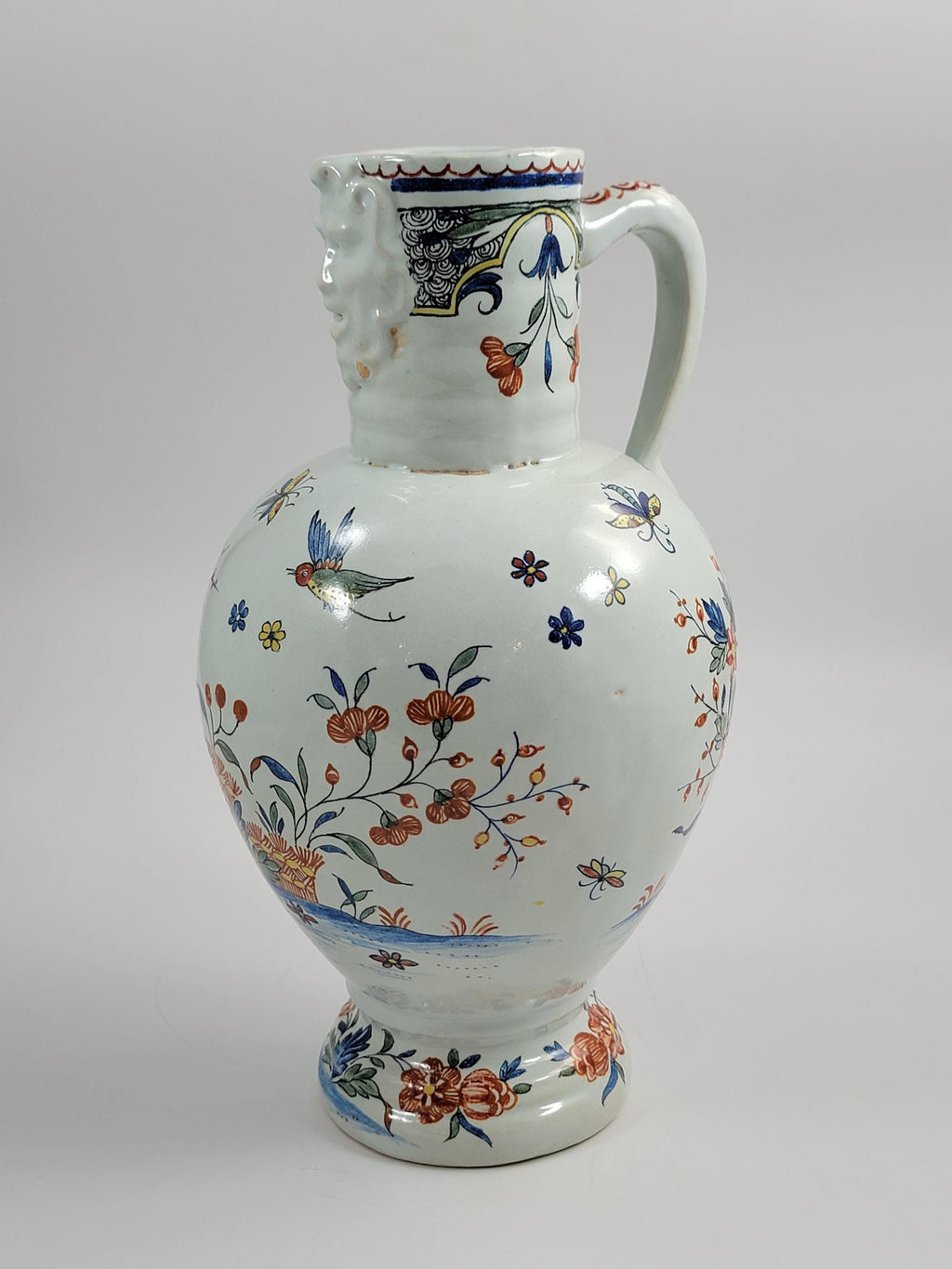 Brussels Faience Jug with Mask Spout, Haie Fleurie, c.1760–1790