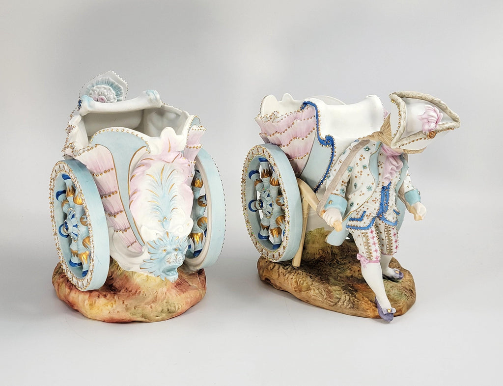 Kister, Scheibe-Alsbach (Thuringia), Pair of Porcelain Figural Flower Carts,c.1887