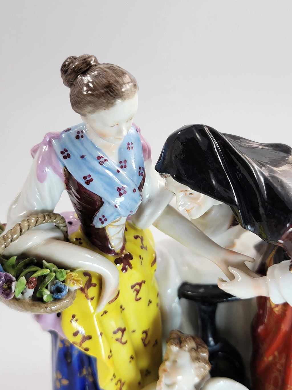 Oldest Volkstedt Porcelain Group “Fortune Teller with Cupid”, German Thuringia, 1915