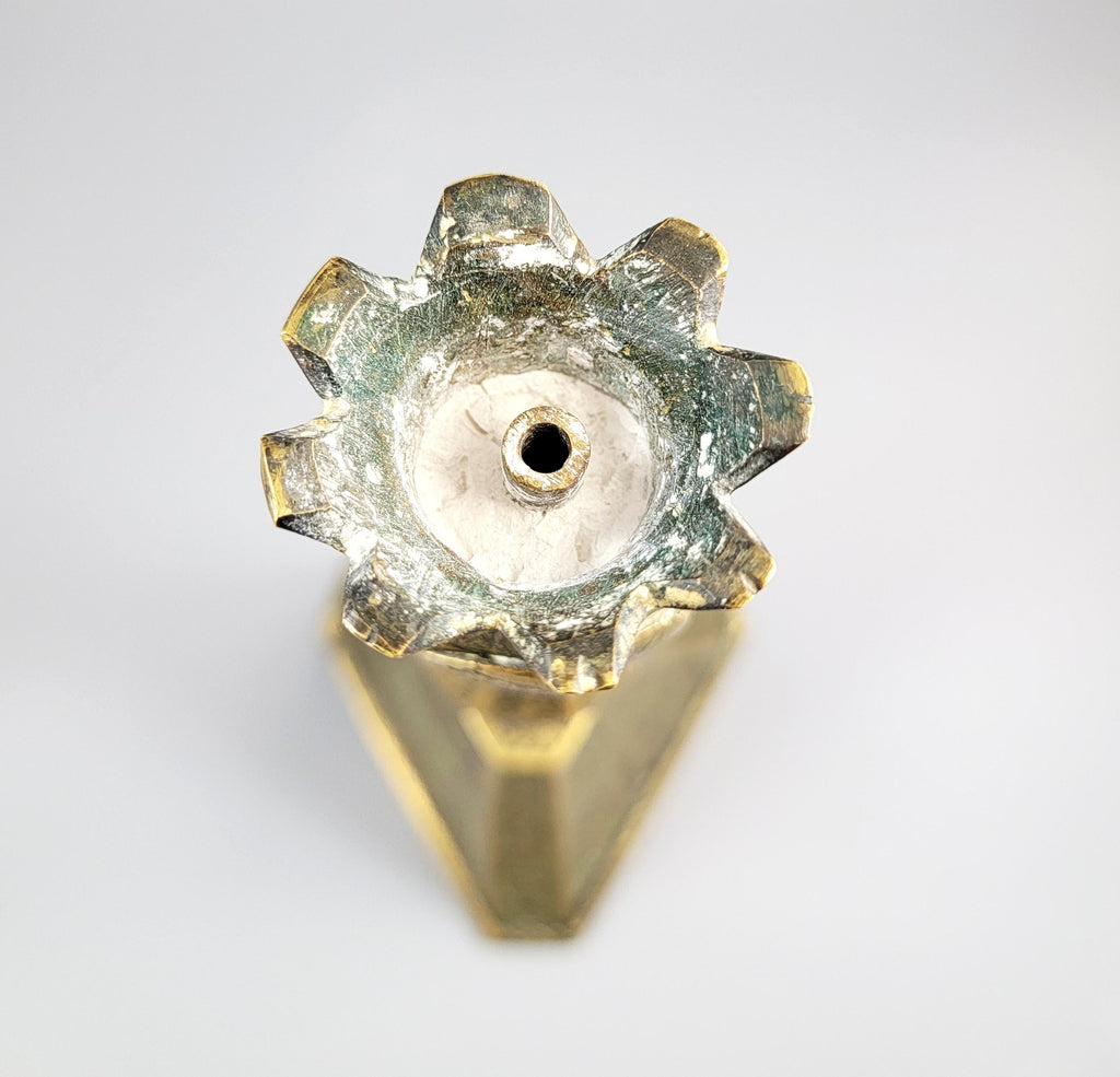 Qajar Persian Engraved Brass Candlestick, c.1880, Large Hand Work