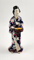 Antique Japanese Kutani Bijin Musician with Shime-Daiko, Meiji c. 1890