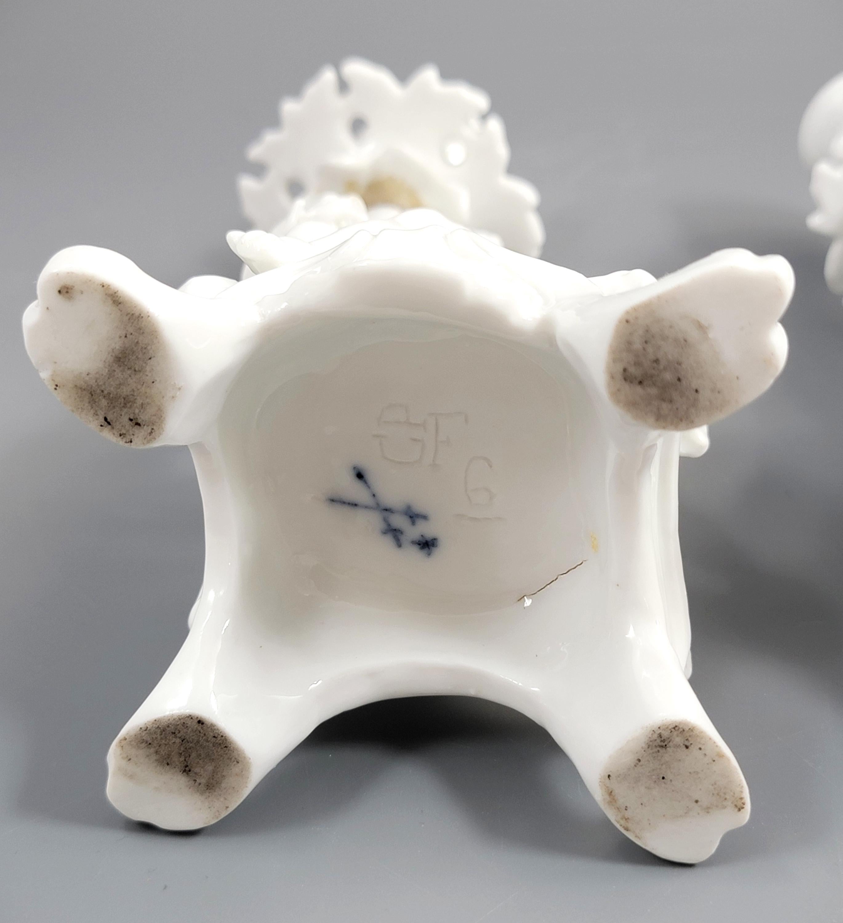 Rare Antique Minton Pair of Figural Candlesticks (Putti), c.1820s