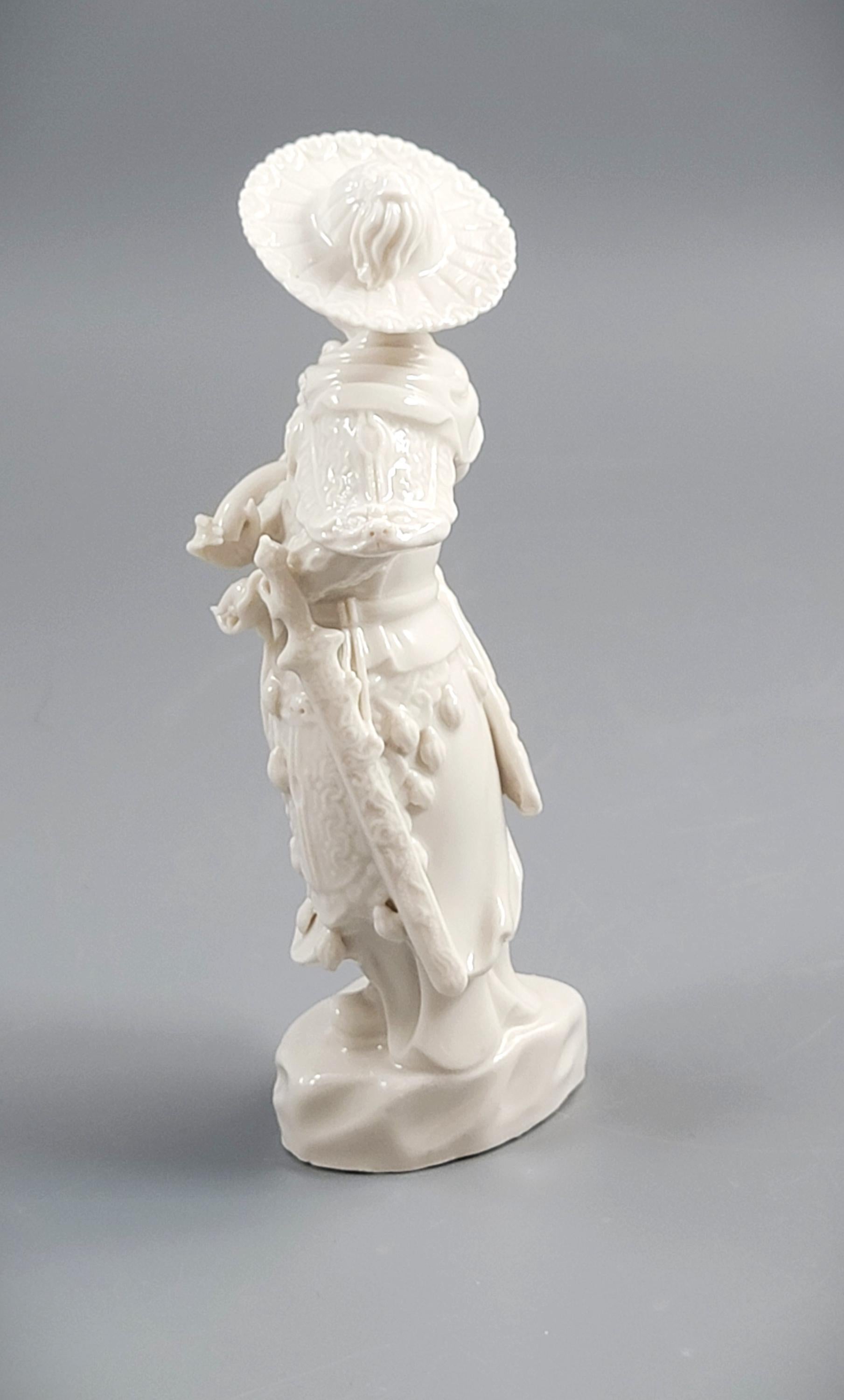 Dehua Blanc de Chine Huntress (Female Archer) on Rocky Base, c.1890