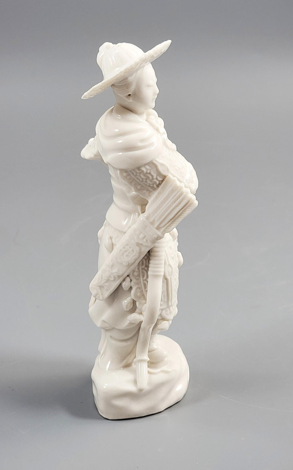 Dehua Blanc de Chine Huntress (Female Archer) on Rocky Base, c.1890