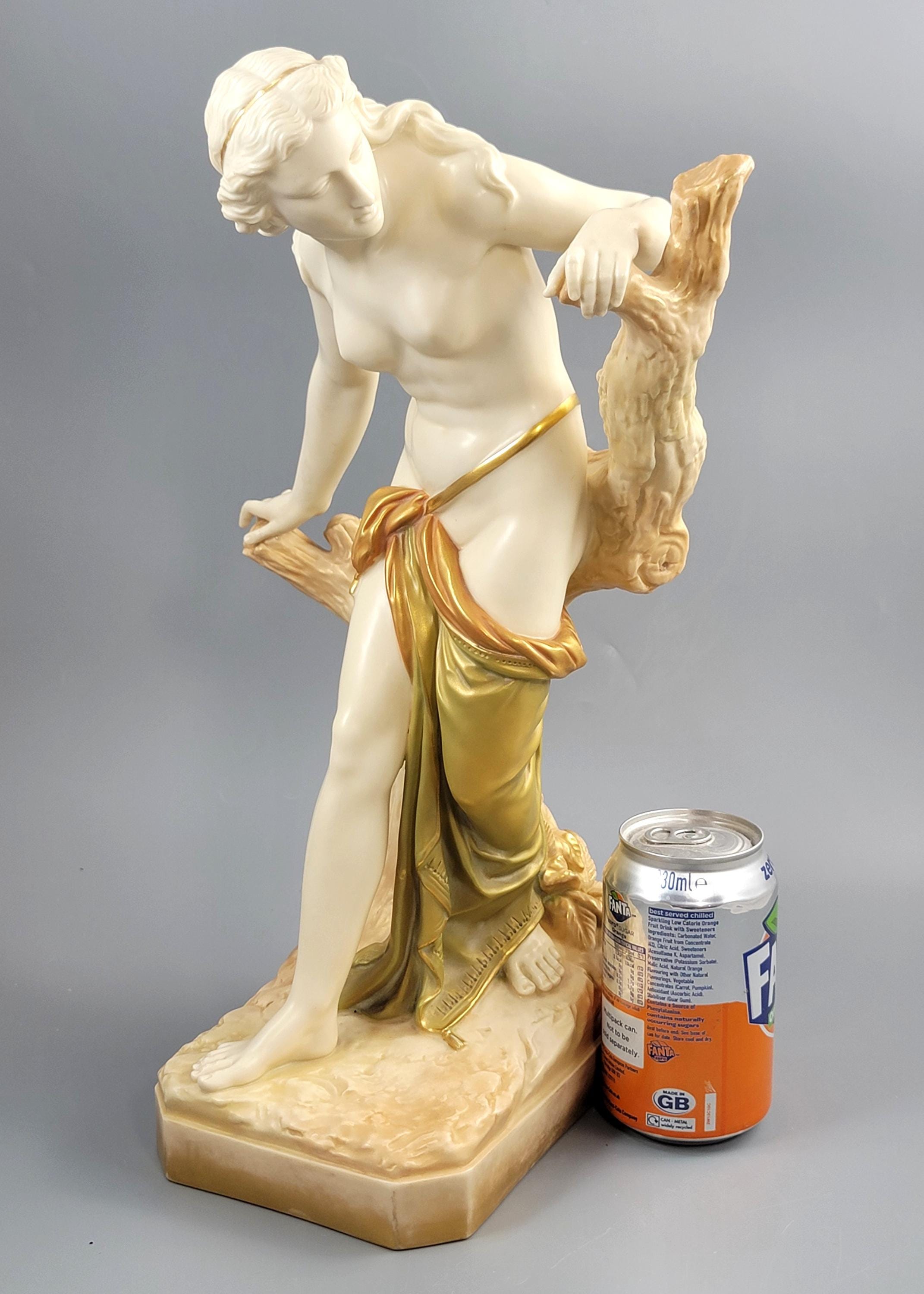 Royal Worcester “The Bather Surprised” Porcelain Figure, Shot Enamel Finish, 1906