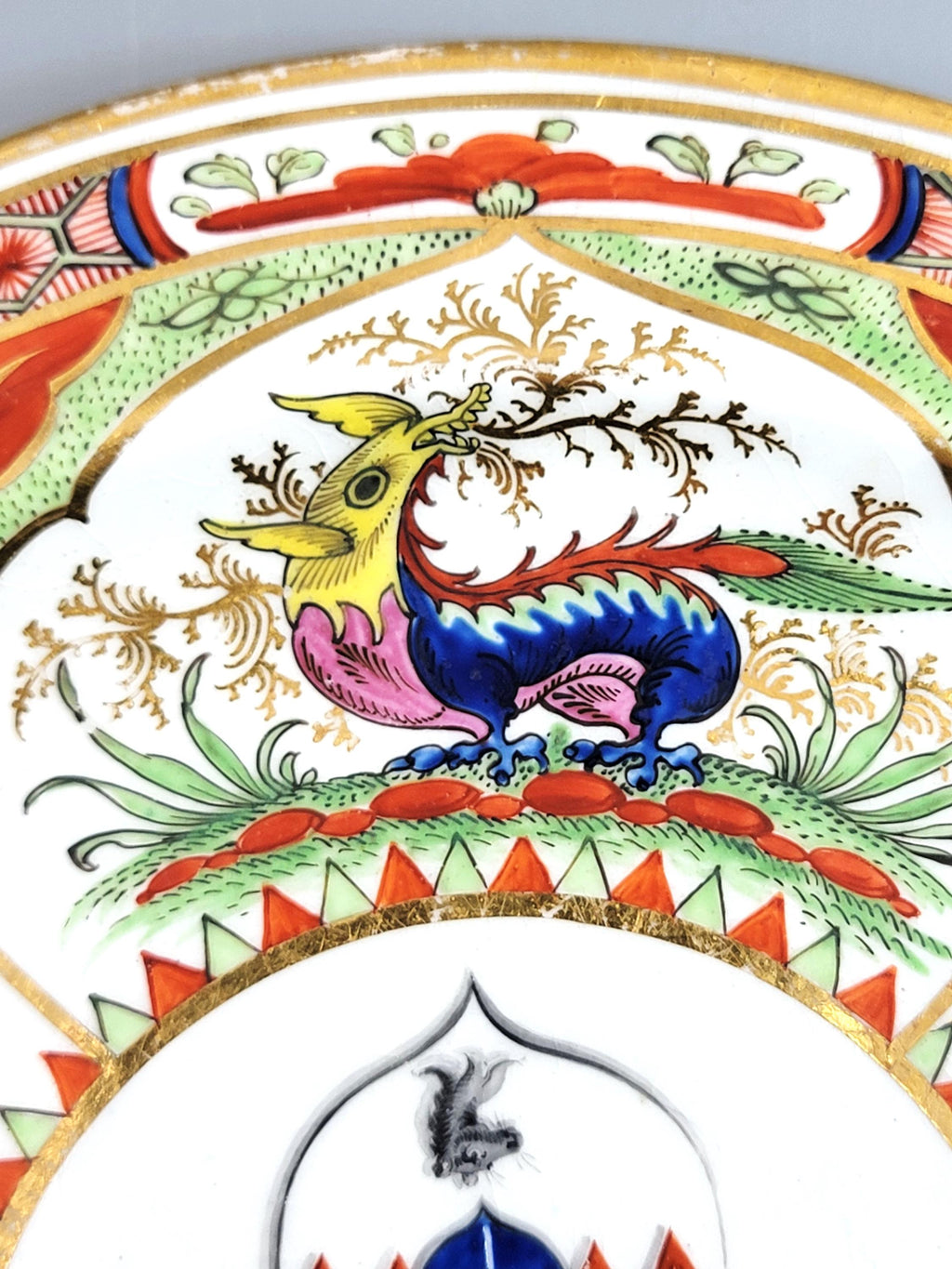 Chamberlain Worcester “Dragon in Compartments” Armorial Plate c.1800