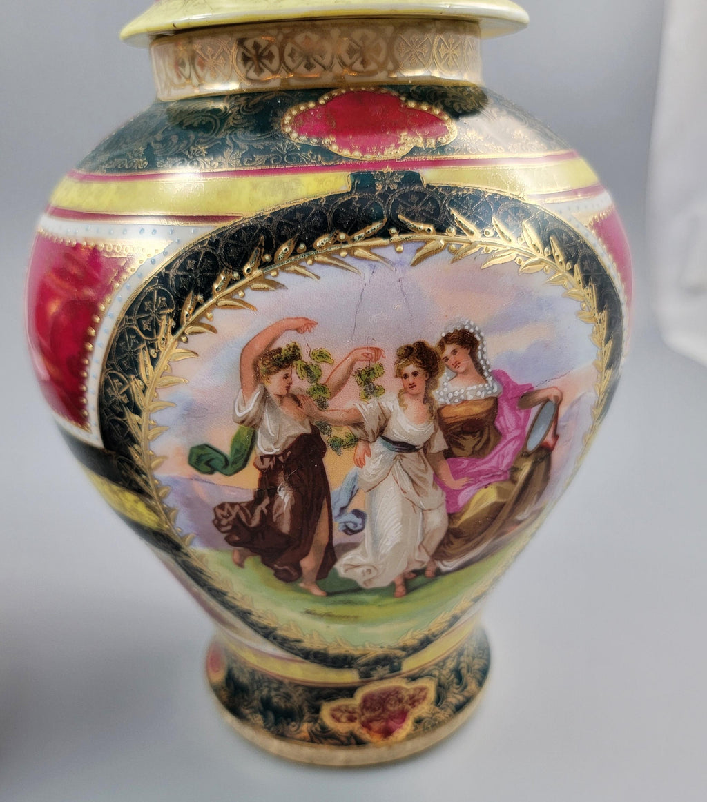 Royal Vienna-Style Pair of Porcelain Covered Vases, c.1880