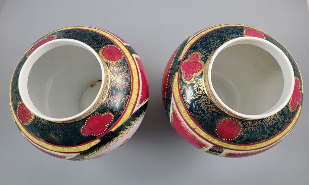 Royal Vienna-Style Pair of Porcelain Covered Vases, c.1880