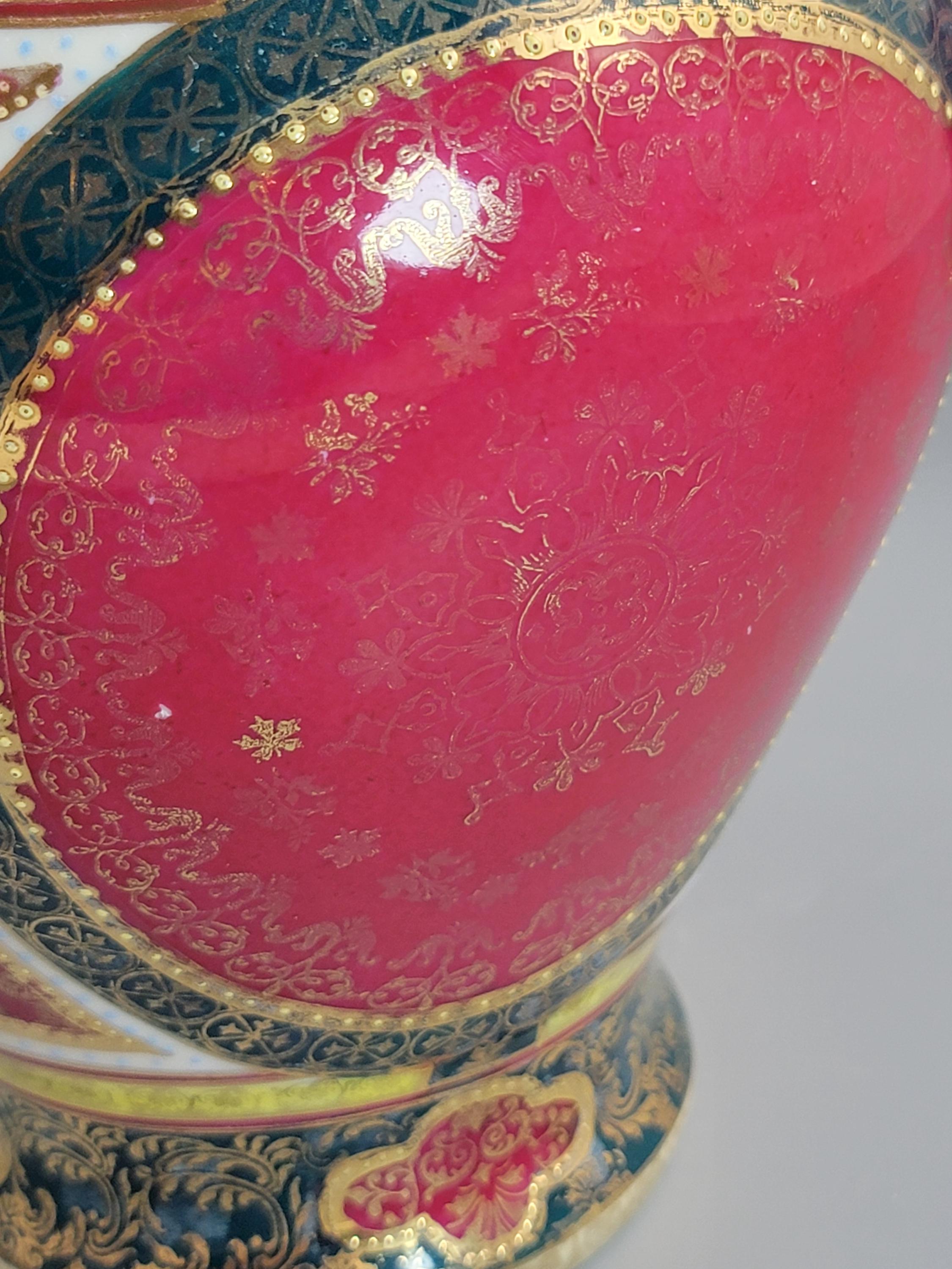 Royal Vienna-Style Pair of Porcelain Covered Vases, c.1880