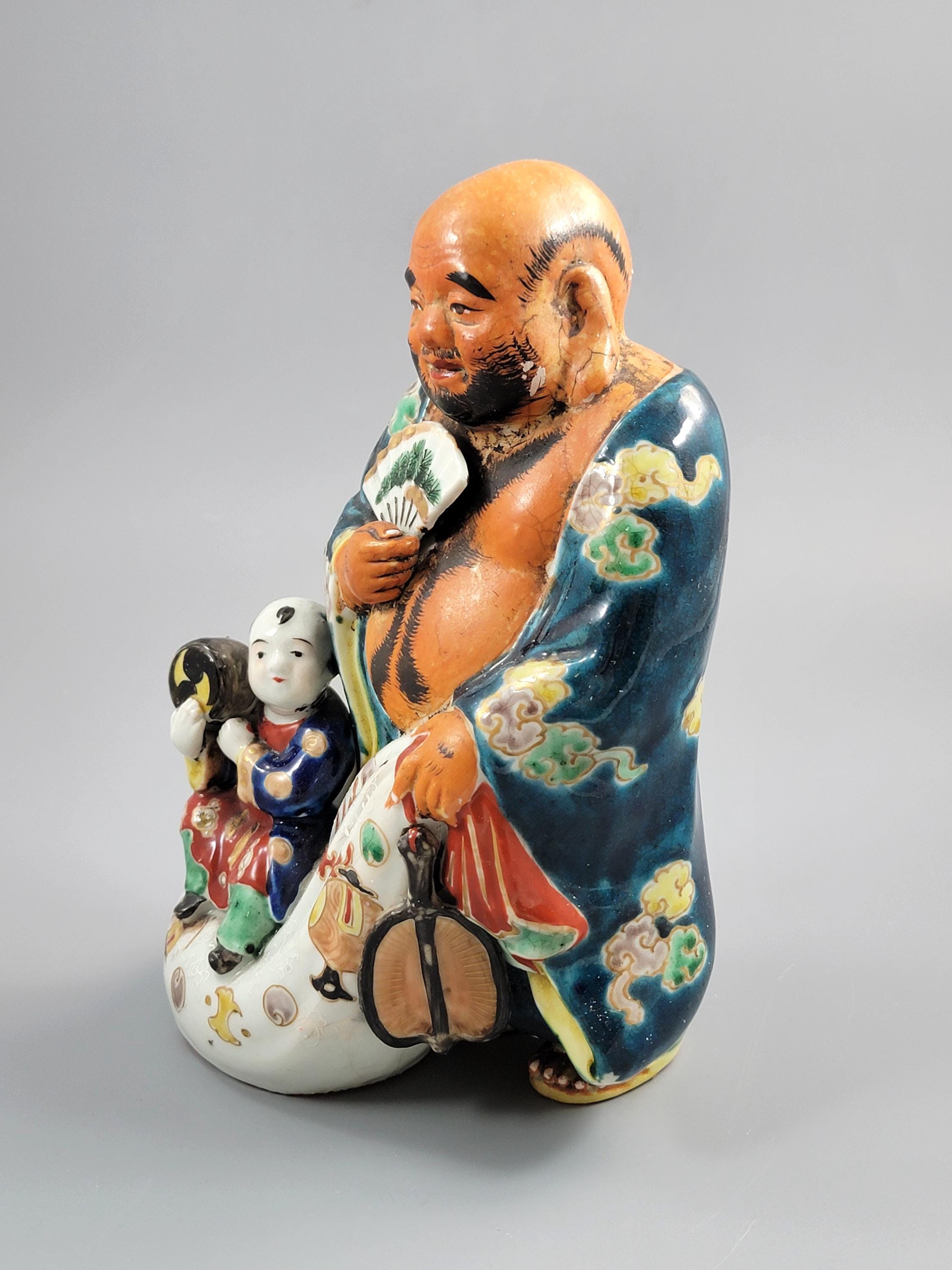 Japanese Meiji Satsuma Hotei with Karako and Drum, c.1890