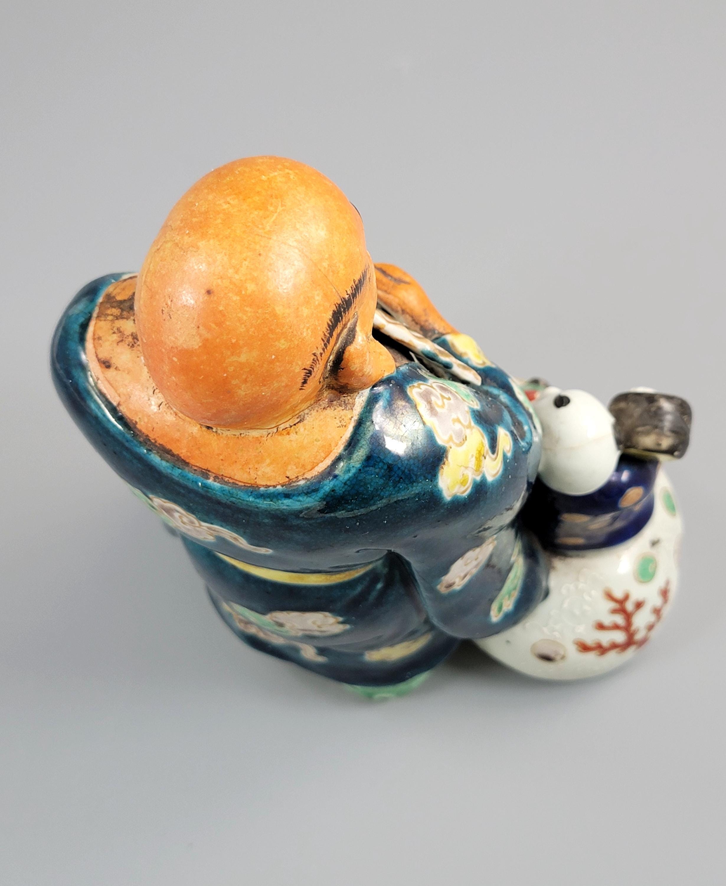Japanese Meiji Satsuma Hotei with Karako and Drum, c.1890