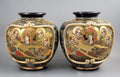 Fine Pair Meiji Kyoto Satsuma Vases, Heavy Gilt Moriage