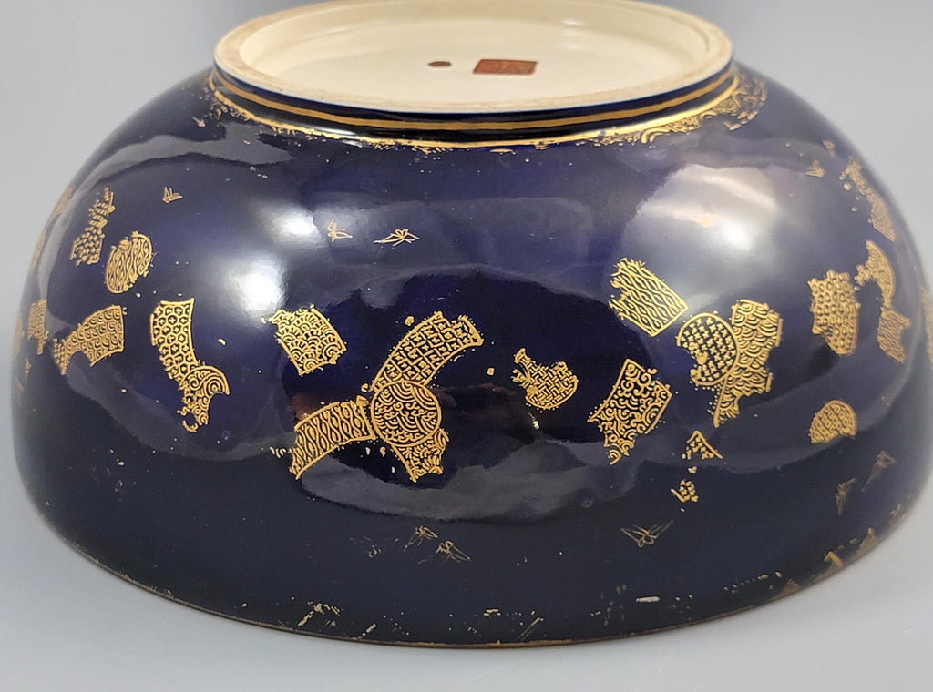 Kinkozan Kyoto Satsuma Bowl — Samurai Night Battle, Shimazu Crest, c.1900