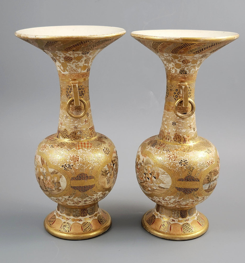 Pair of Japanese Satsuma Vases, Attributed to Kinkozan, c.1895