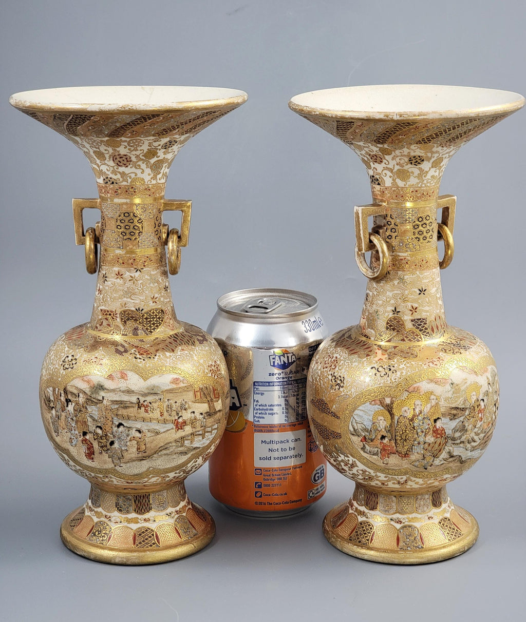 Pair of Japanese Satsuma Vases, Attributed to Kinkozan, c.1895