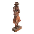 Antique Black Forest oak Pied Piper statue, 19th century German hand-carved folklore figure, detailed wood sculpture home decor