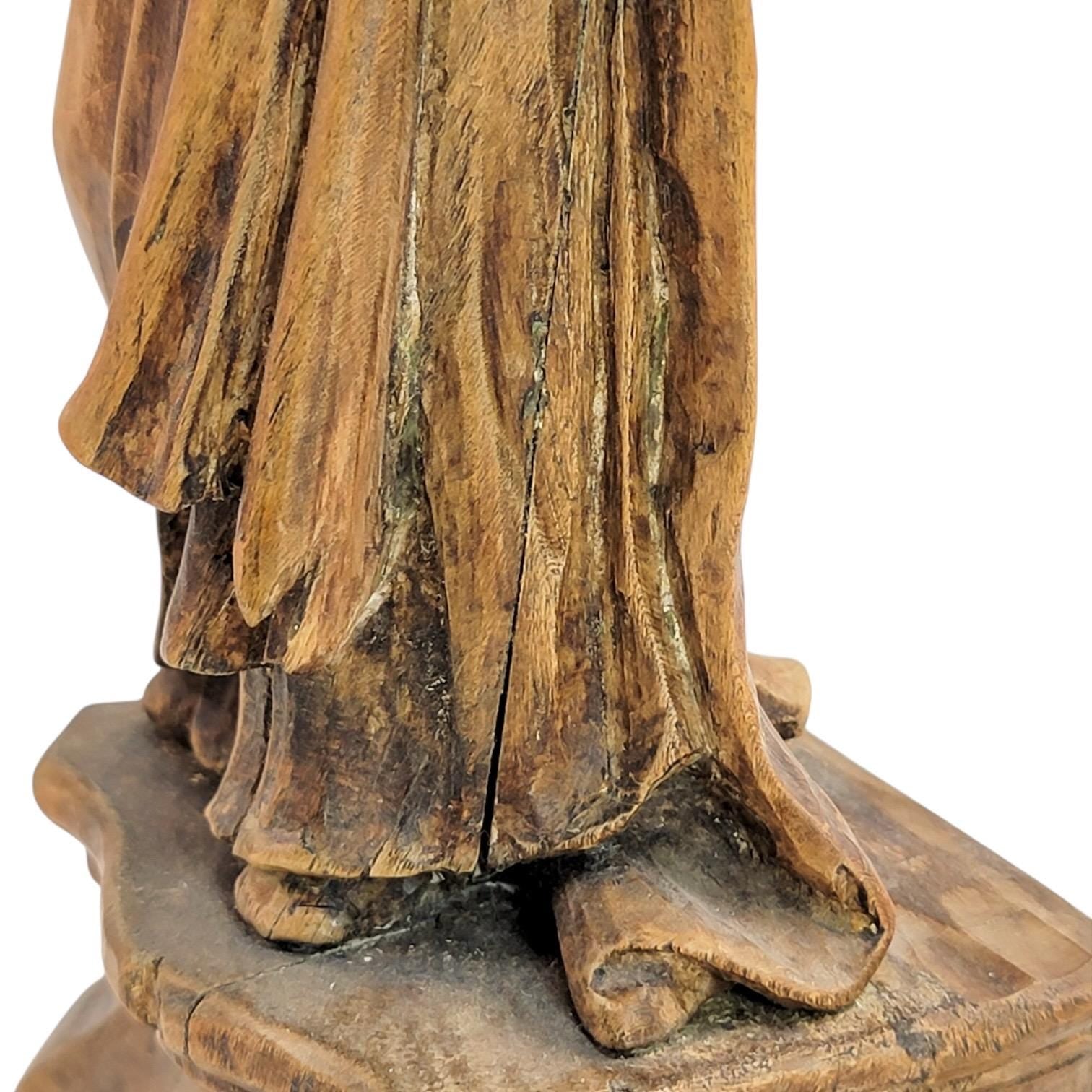 Antique Baroque wooden Christ sculpture fragment, c.1700 German/Austrian hand-carved sacred art, gesso traces religious decor