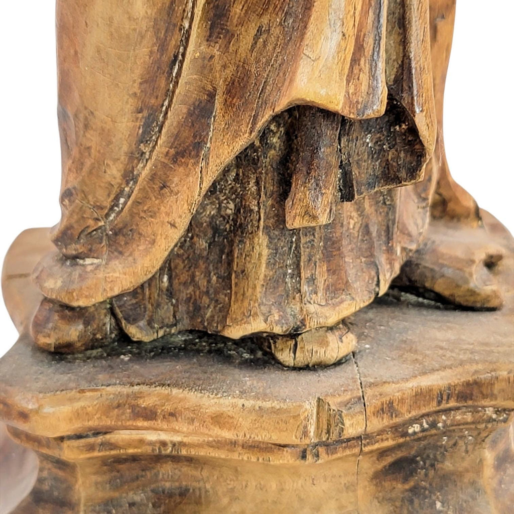 Antique Baroque wooden Christ sculpture fragment, c.1700 German/Austrian hand-carved sacred art, gesso traces religious decor
