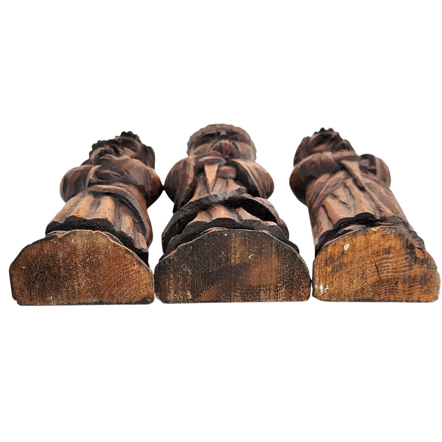 Arts & Crafts carved wood saints set by Franz Keller, early 20th century signed German religious figures, complete collectible group