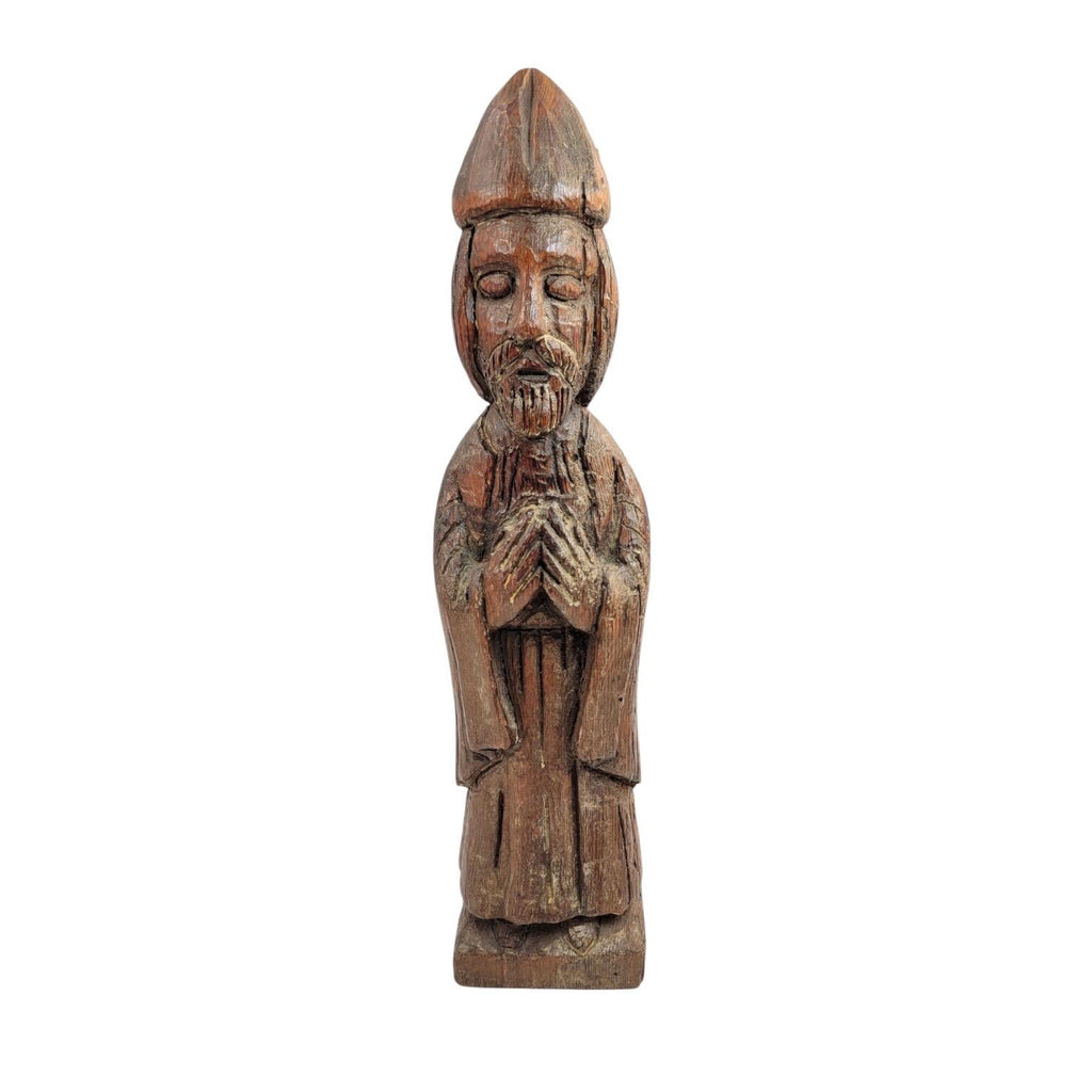 Arts & Crafts carved wood saints set by Franz Keller, early 20th century signed German religious figures, complete collectible group