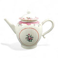 Antique Chinese export famille rose teapot, Qianlong period c.1740–60, floral rococo pink trellis, porcelain hand-painted tea ware