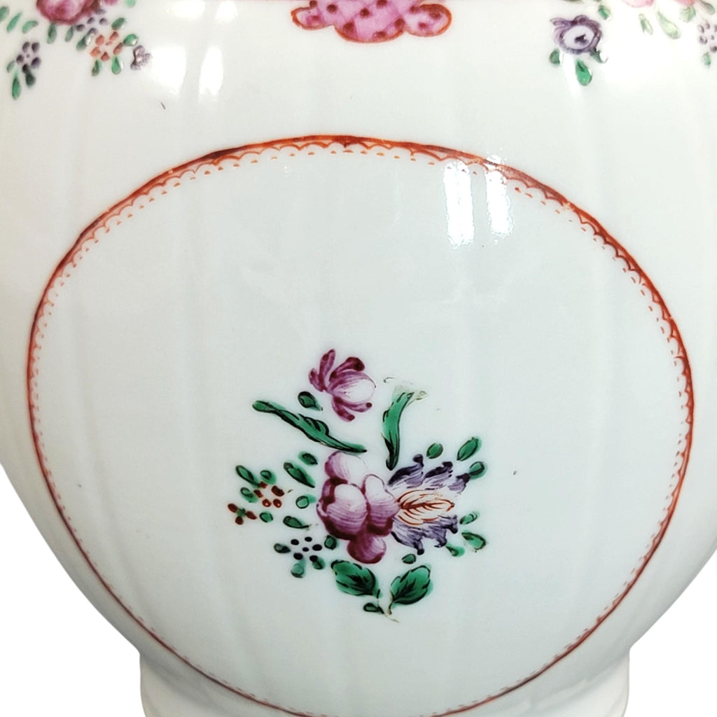 Antique Chinese export famille rose teapot, Qianlong period c.1740–60, floral rococo pink trellis, porcelain hand-painted tea ware