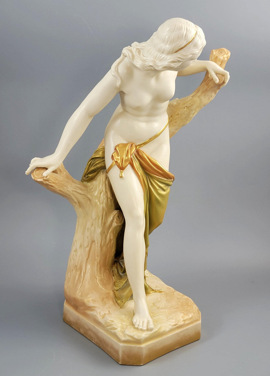 Royal Worcester “The Bather Surprised” Porcelain Figure, Shot Enamel Finish, 1906