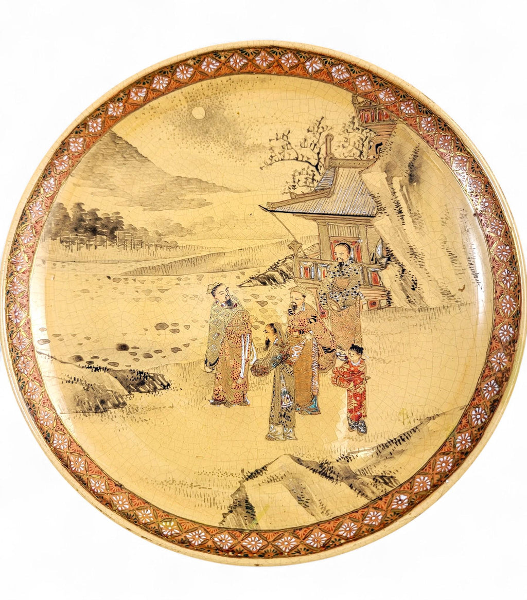 Meiji Kyoto Satsuma Plate by Taizan, Signed