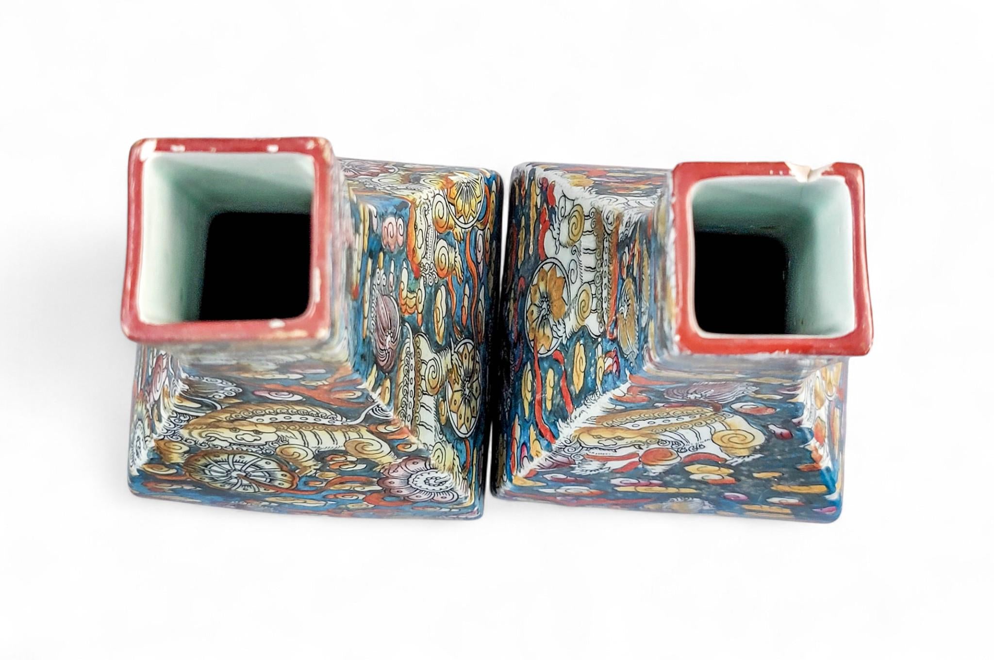 Pair of Mason’s Ironstone “Bandana” Pattern Lidded Jars, c.1810–1815, Rare