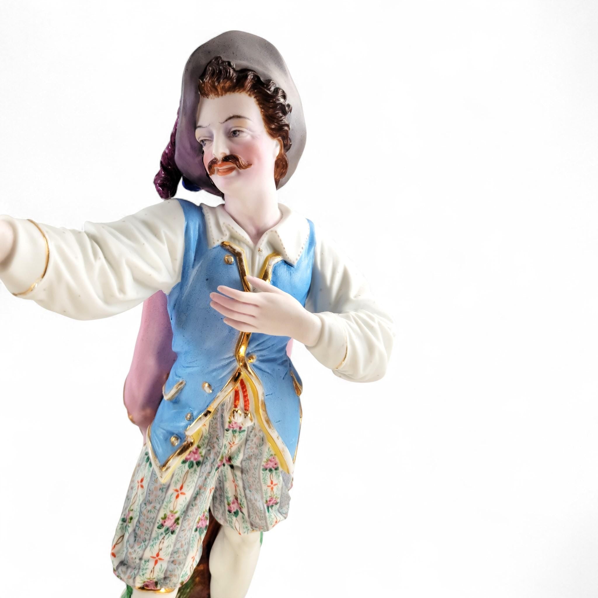 Rare French Porcelain Figures, Musical Couple in the Vion et Baury Style, Paris c. 1870