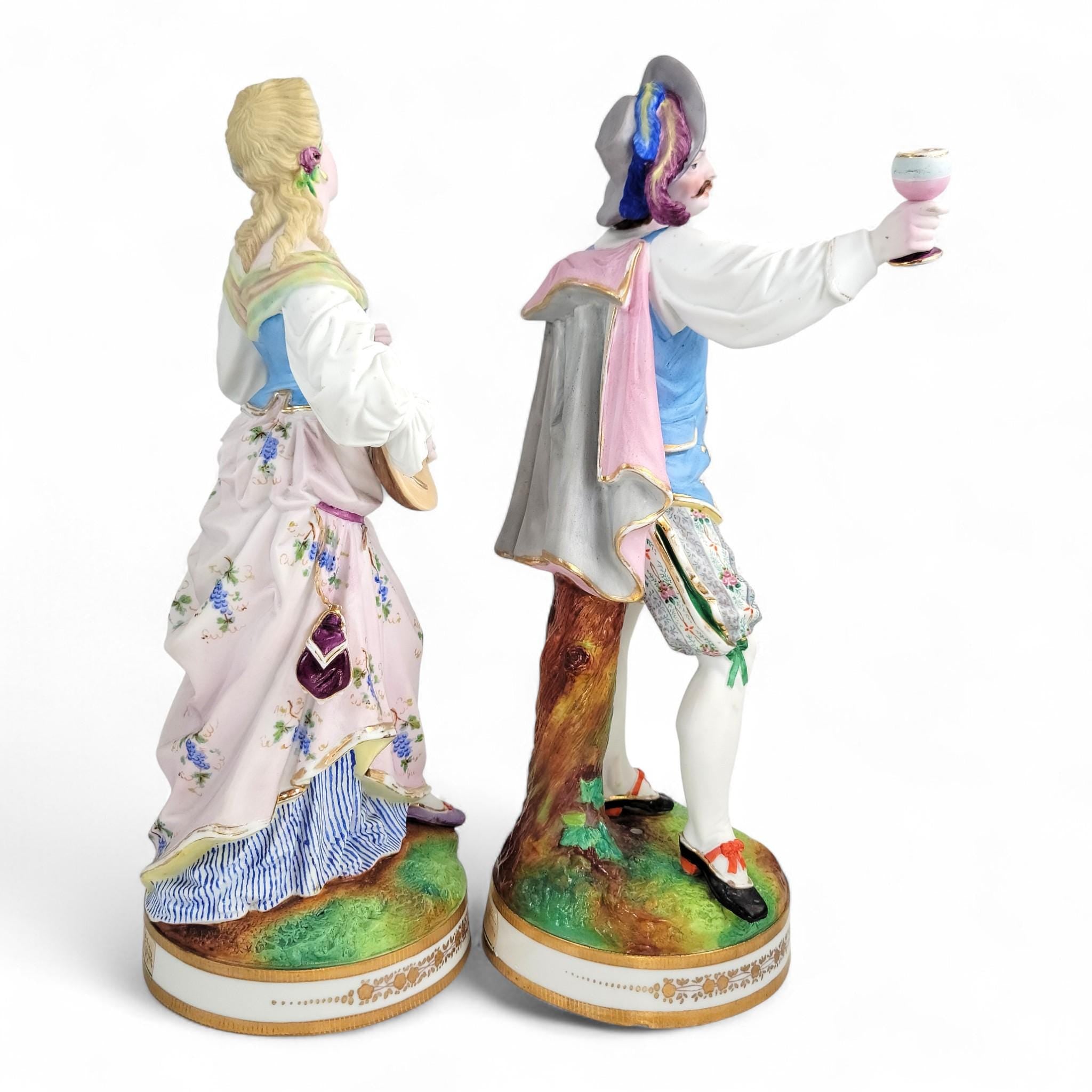 Rare French Porcelain Figures, Musical Couple in the Vion et Baury Style, Paris c. 1870