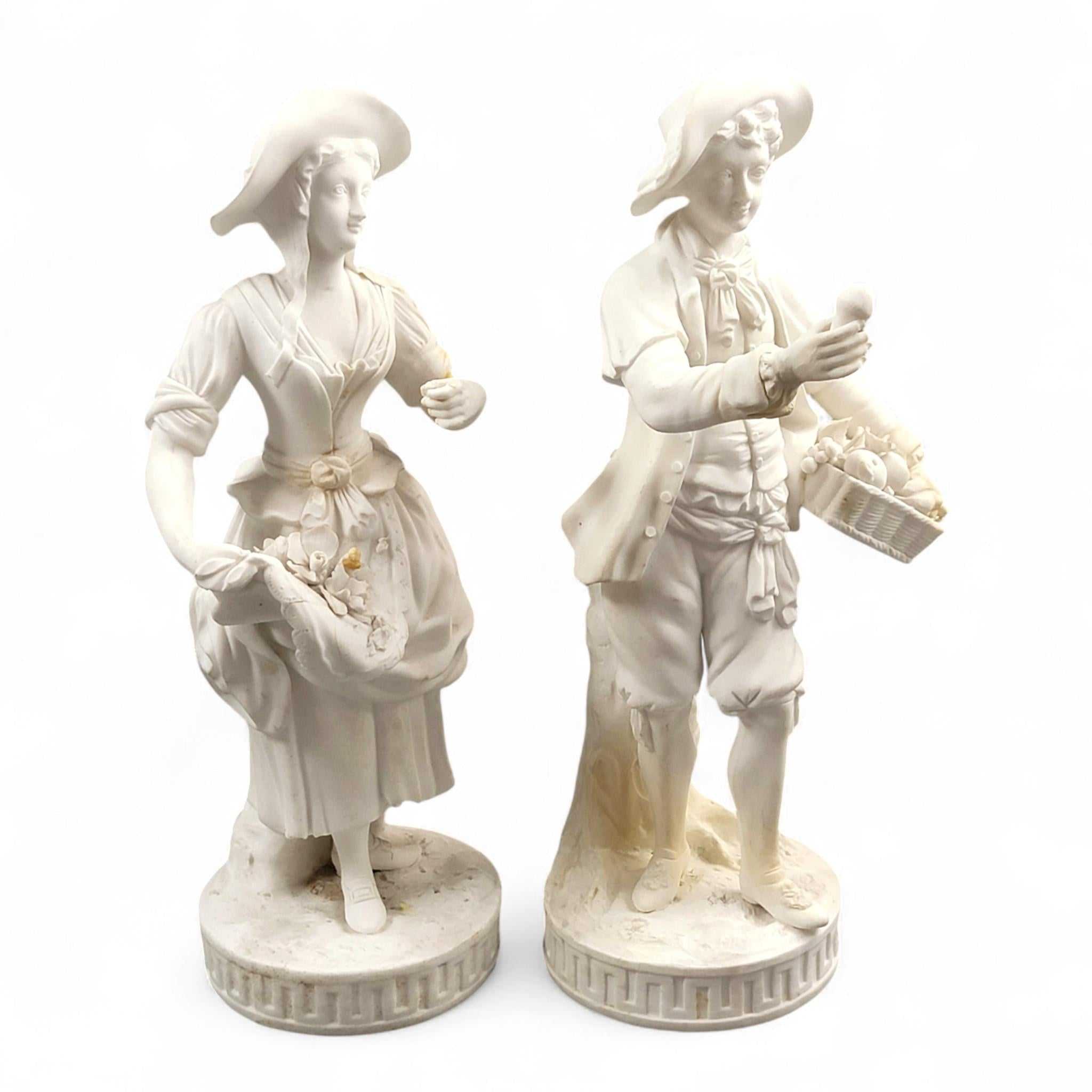 Rare Victorian Minton Parian Biscuit Figures “The Gardeners”, c.1845