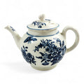 First Period Worcester Porcelain Teapot, Fence Pattern, c.1760, Blue Crescent Mark