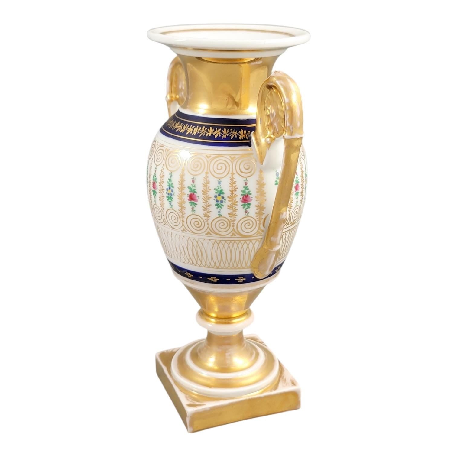 Old Paris Empire Style Porcelain Vase c. 1820 — Cobalt & Gold