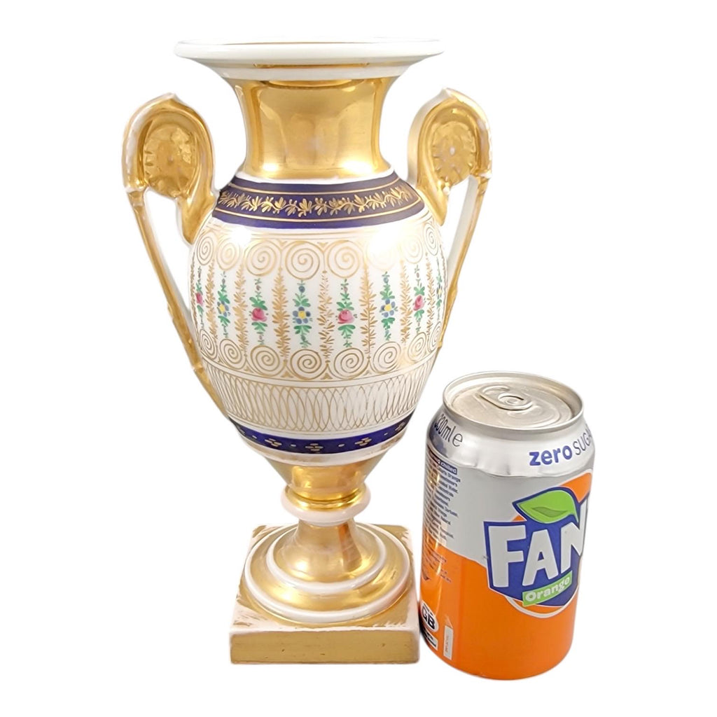 Old Paris Empire Style Porcelain Vase c. 1820 — Cobalt & Gold