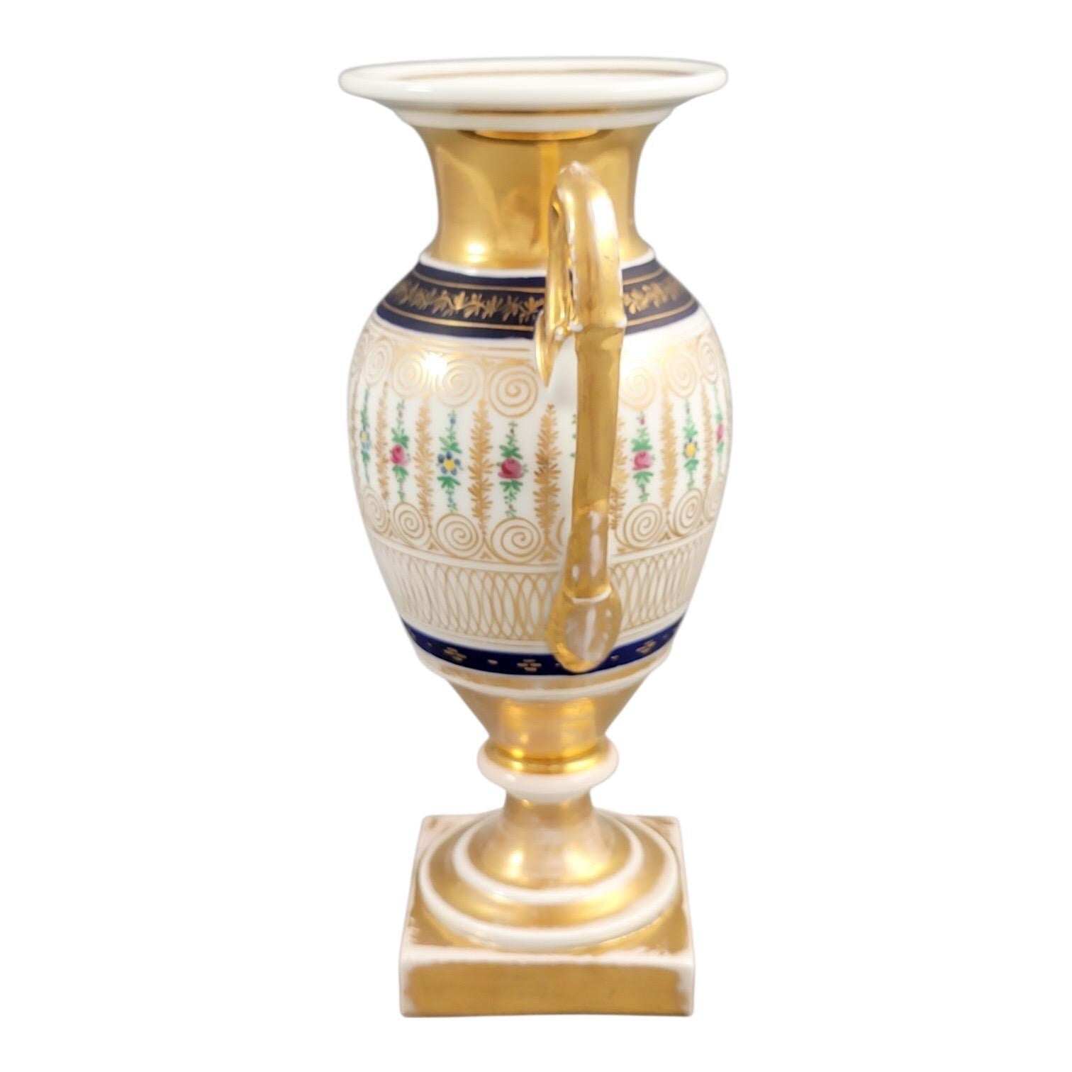 Old Paris Empire Style Porcelain Vase c. 1820 — Cobalt & Gold